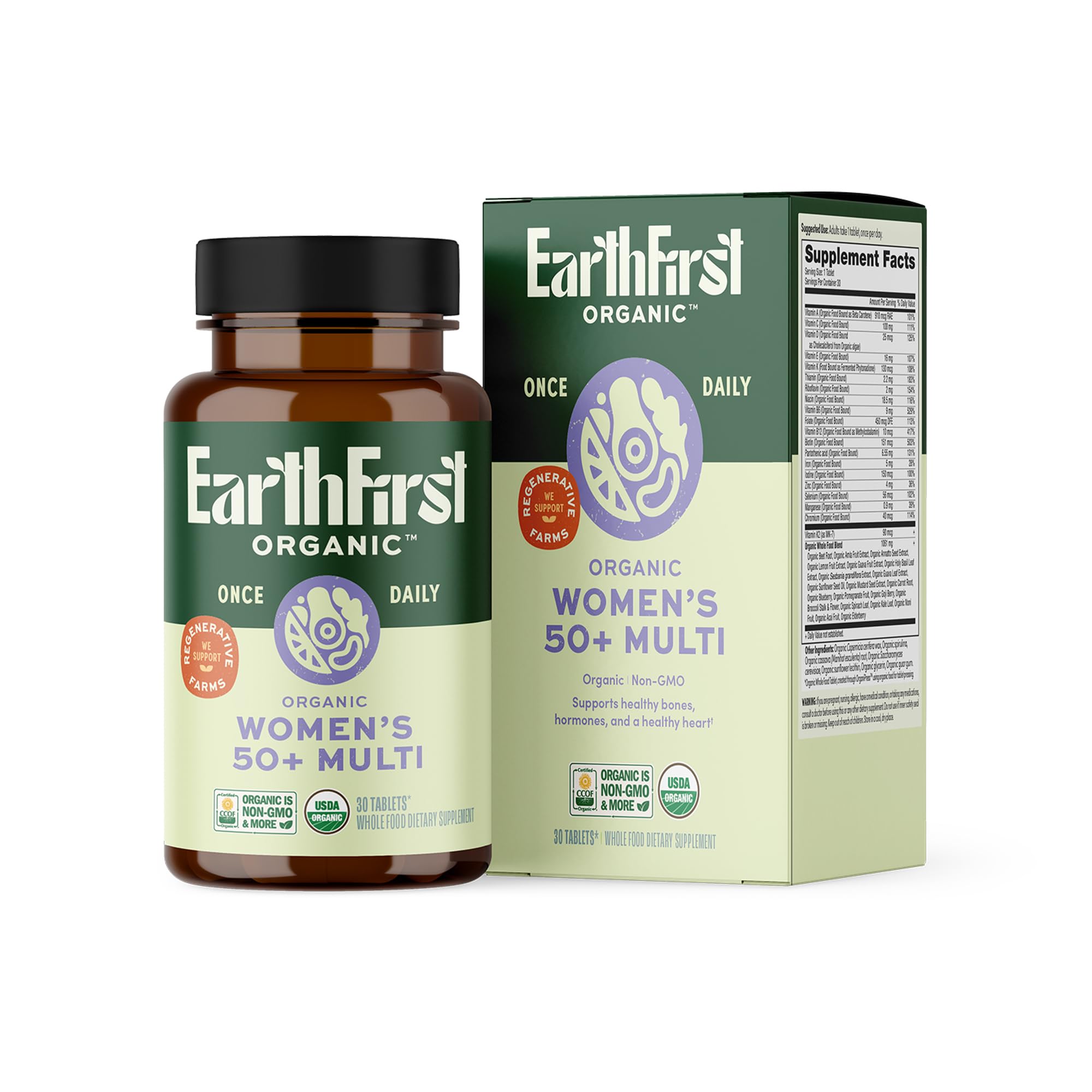 EarthFirst Organic Women's & Men's 50+ Once Daily Multi Bundle,19 Vitamins from Herbs & Superfoods, 30 Count EarthFirst Organic uk supplements