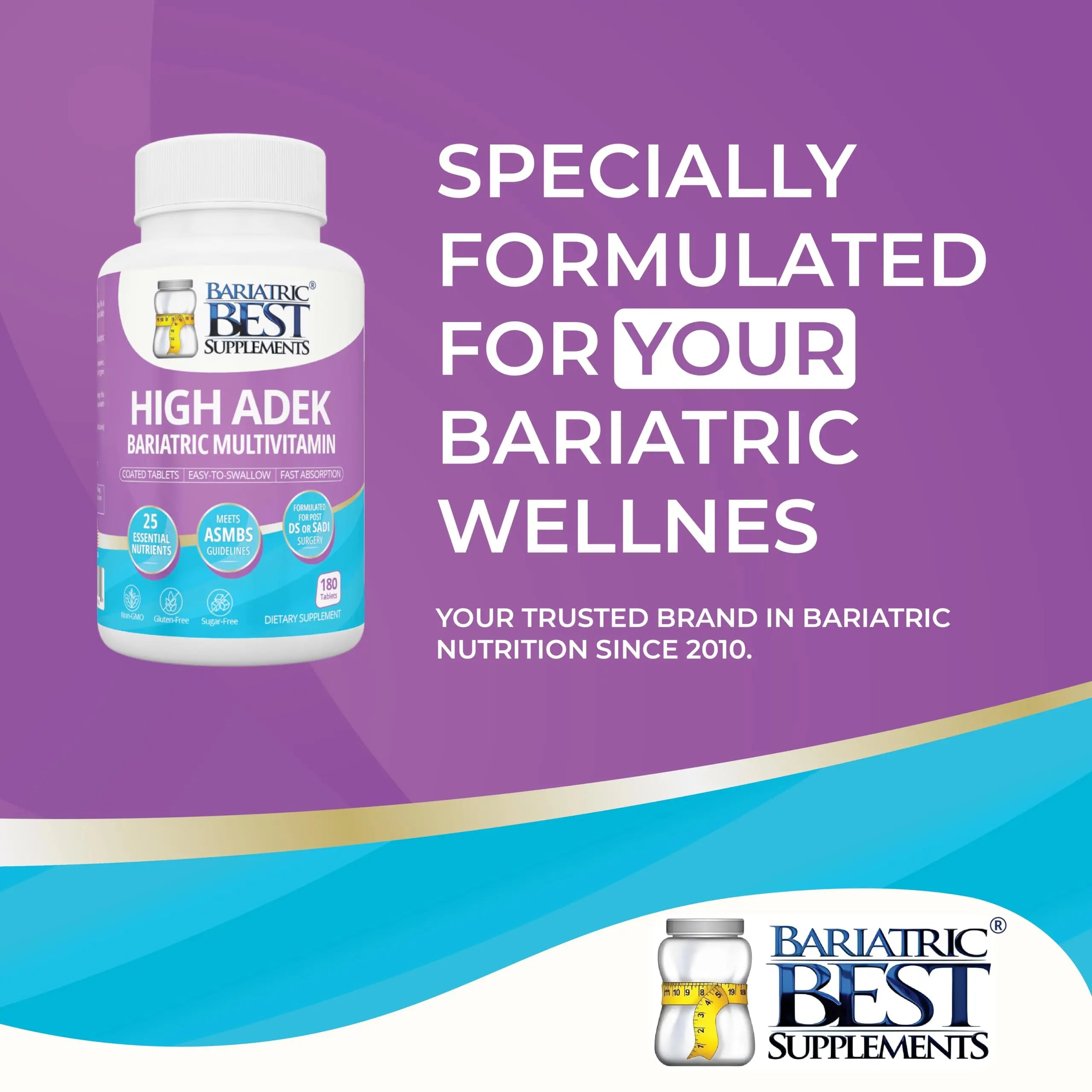 High A D E K Bariatric Multivitamin for Post DS/SADI Surgery, 25 Essential Nutrients for Post-Weight Loss Surgery, 180 Tablets Bariatric Best Supplements uk supplements