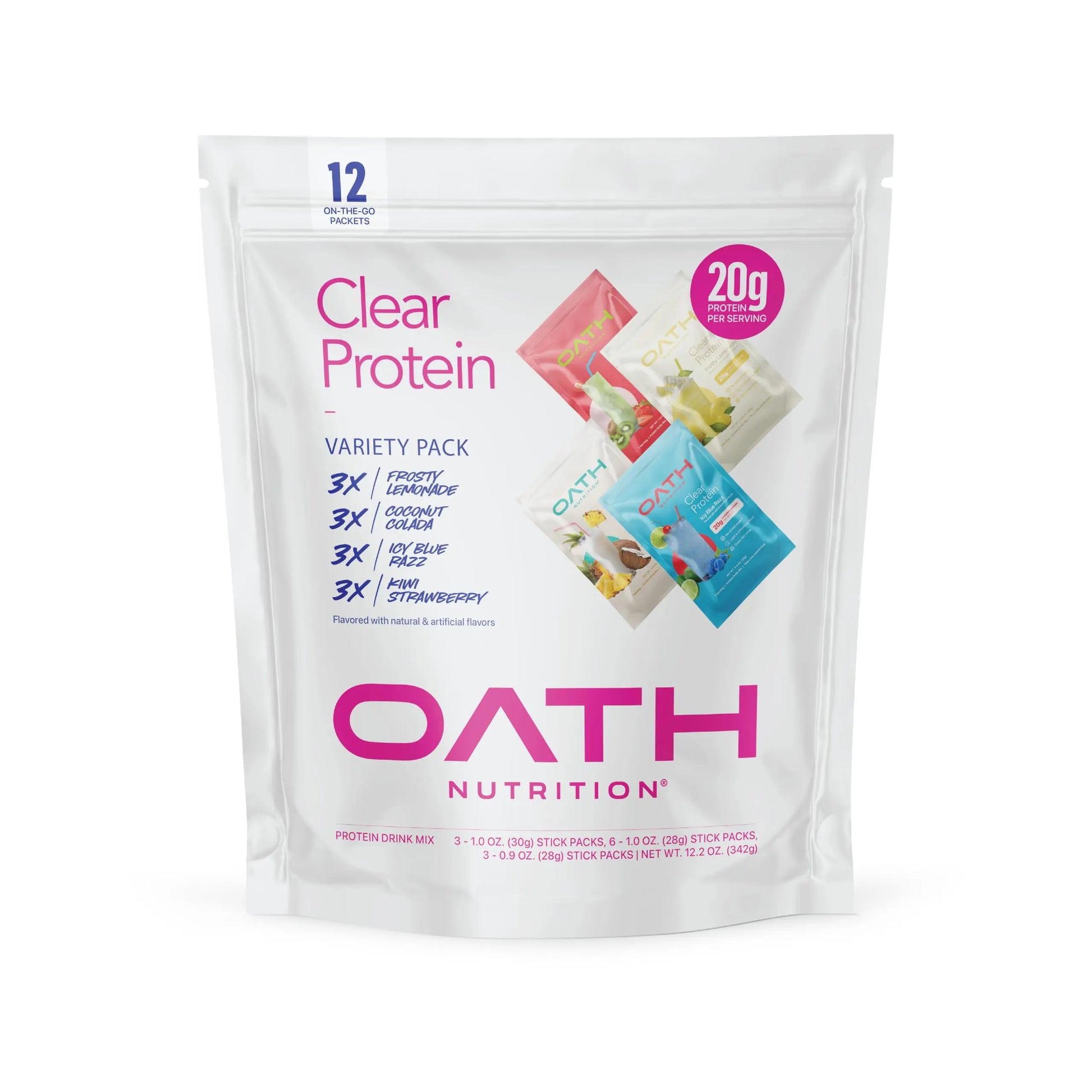 Oath Nutrition Clear Whey Isolate Protein Powder Variety Pack, 12 Pack OATH NUTRITION uk supplements