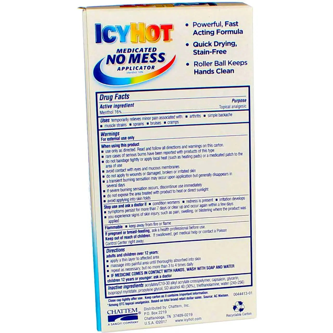 Icy Hot Medicated No Mess Applicator Max-Strength 2.5 Ounce (73ml) (6 Pack) Icy Hot uk supplements