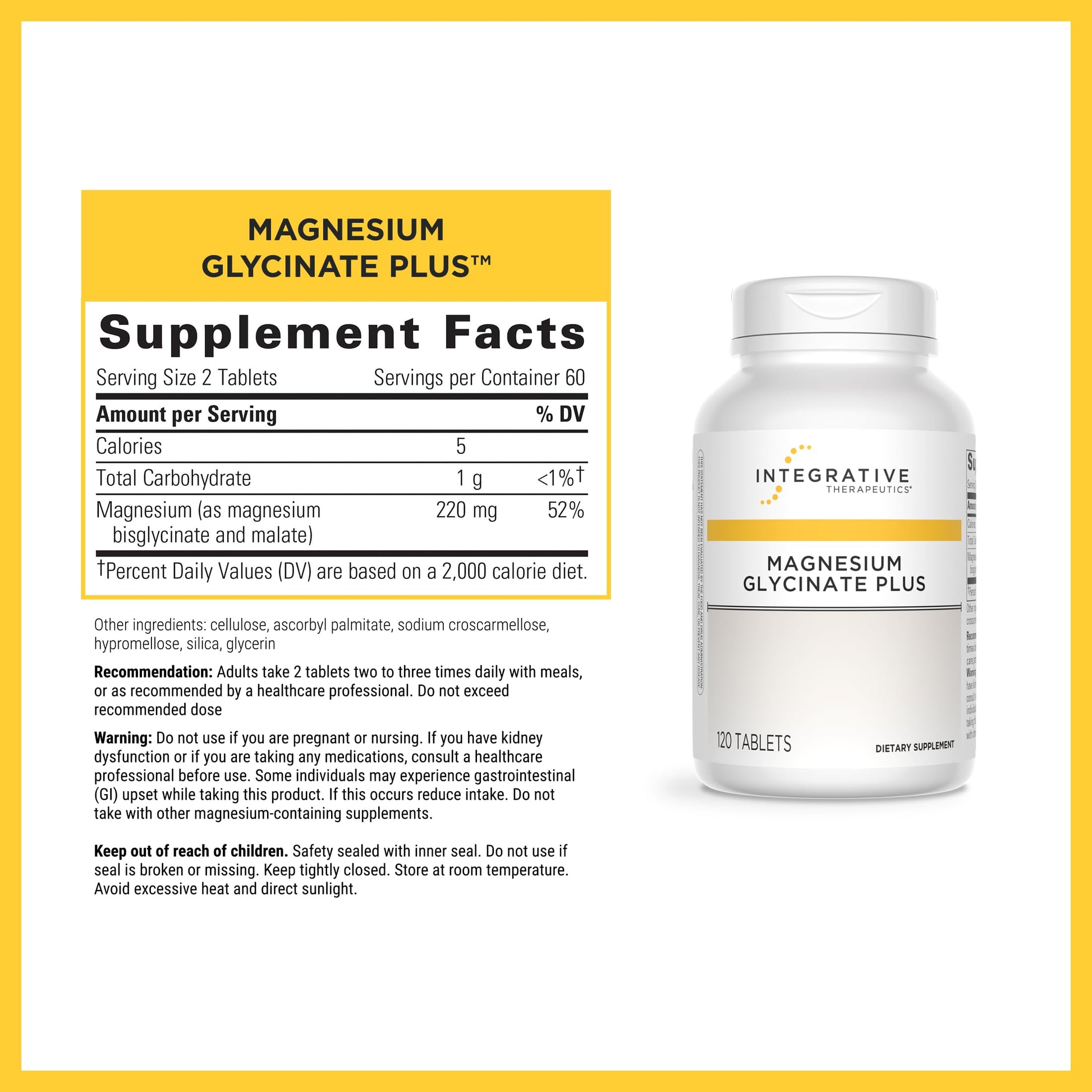 Integrative Therapeutics Magnesium Glycinate Plus - Brain Function Support Supplement for Adults* - Supports Heart and Muscular Function* - Dairy-Free & Gluten-Free - 120 Count (60 Servings) Integrative Therapeutics uk supplements