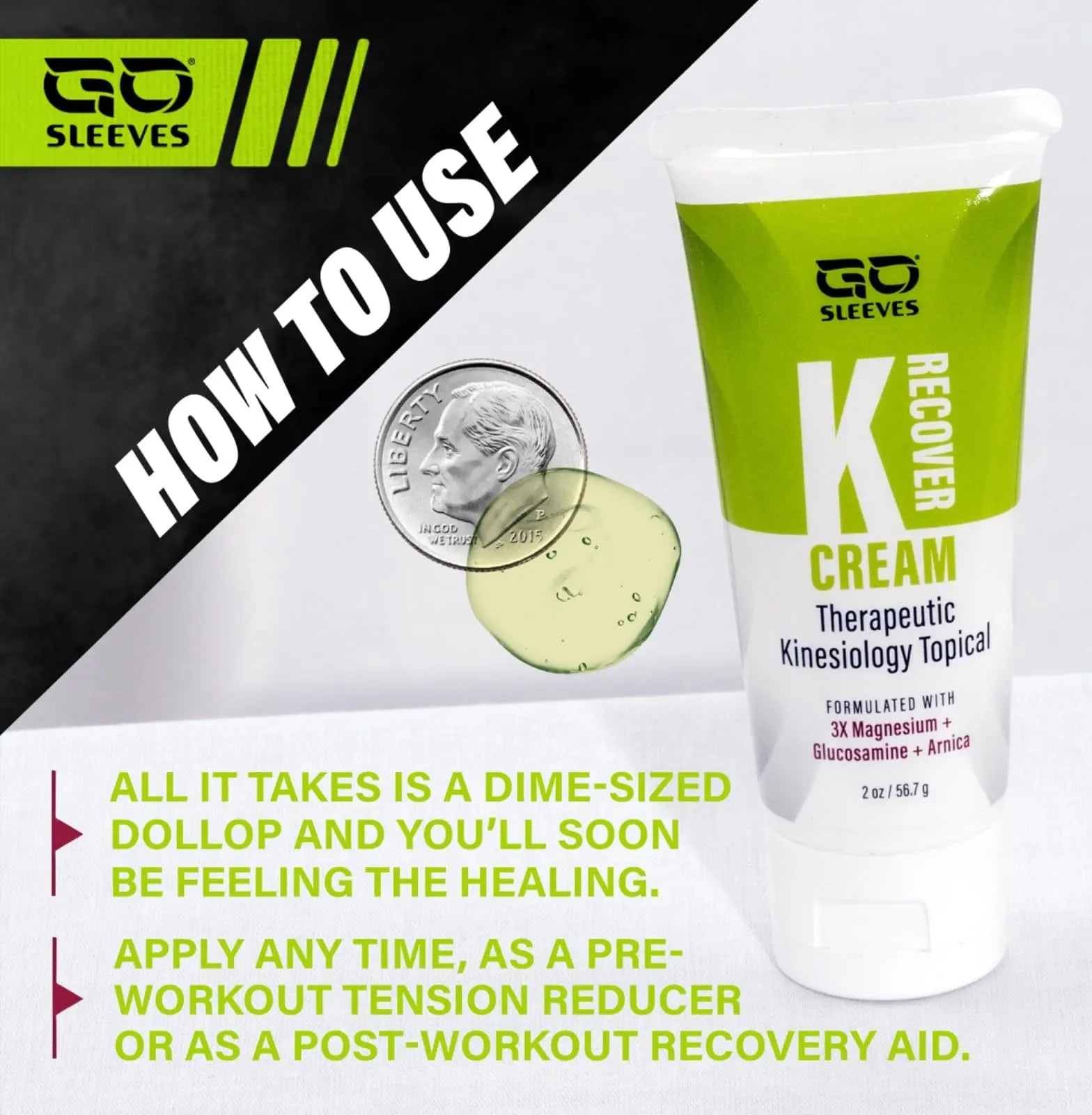 Go Sleeves Sports Recovery Cream - Concentrated Muscle and Joint Recovery Lotion – Magnesium Chloride Cream with Arnica for Muscle Pain and Stiffness from Running, Exercise, Backache – 2 Ounces GO SLEEVES uk supplements