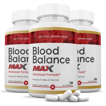 Justified Laboratories (3 Pack Blood Balance Max 1295MG Formula Supplement Pills Justified Laboratories uk supplements