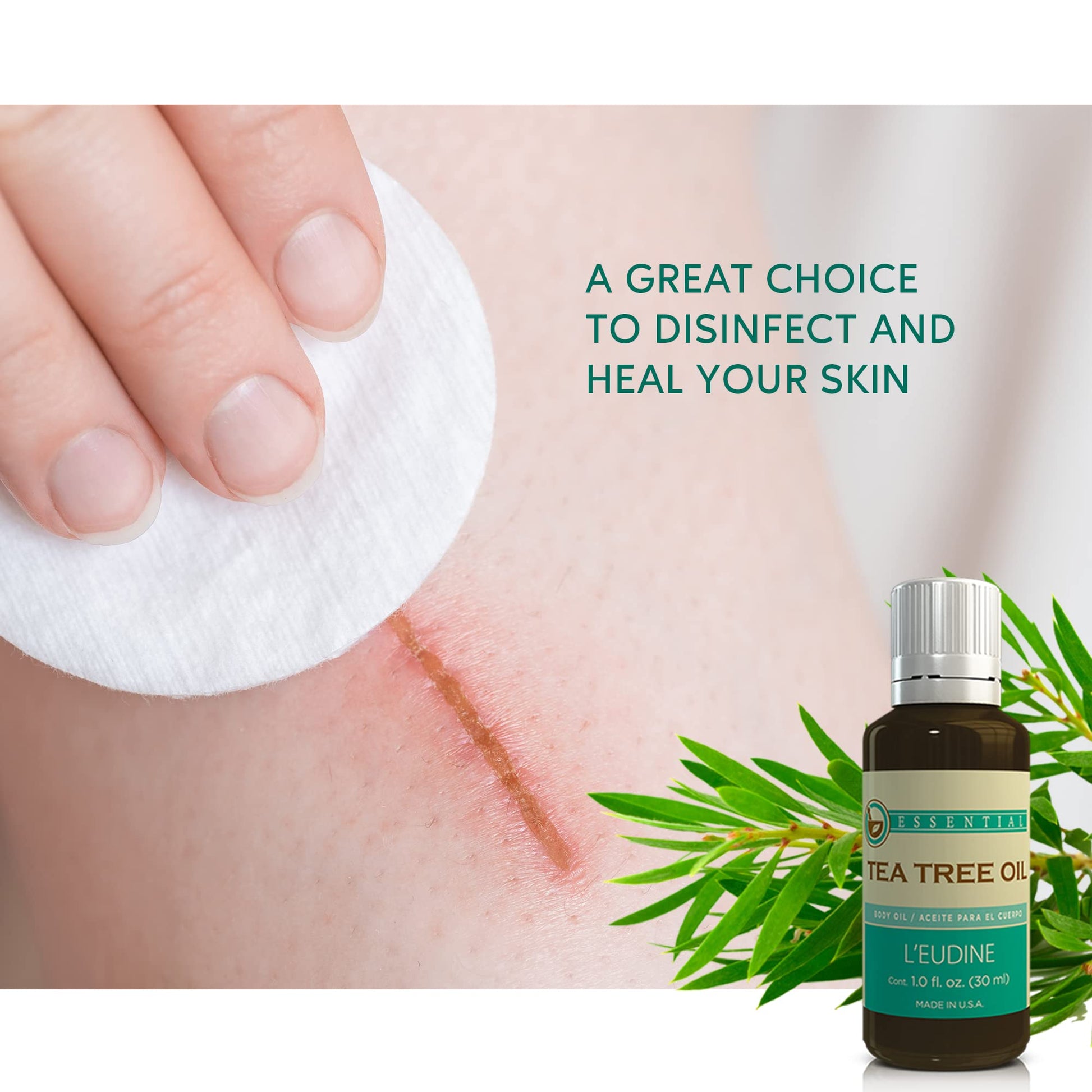 L’EUDINE Tea Tree Oil – 1fl Oz Multipurpose Body Oil for Acne, Toenail Problems, Dandruff, Skin Bites L'eudine uk supplements
