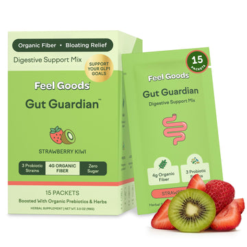 Feel Goods Gut Guardian, Gut Health Powder Packets - Probiotic Fiber with Prebiotics & L Glutamine for Digestive Health, Bloating Relief & Digestion Support, Gut Cleanse