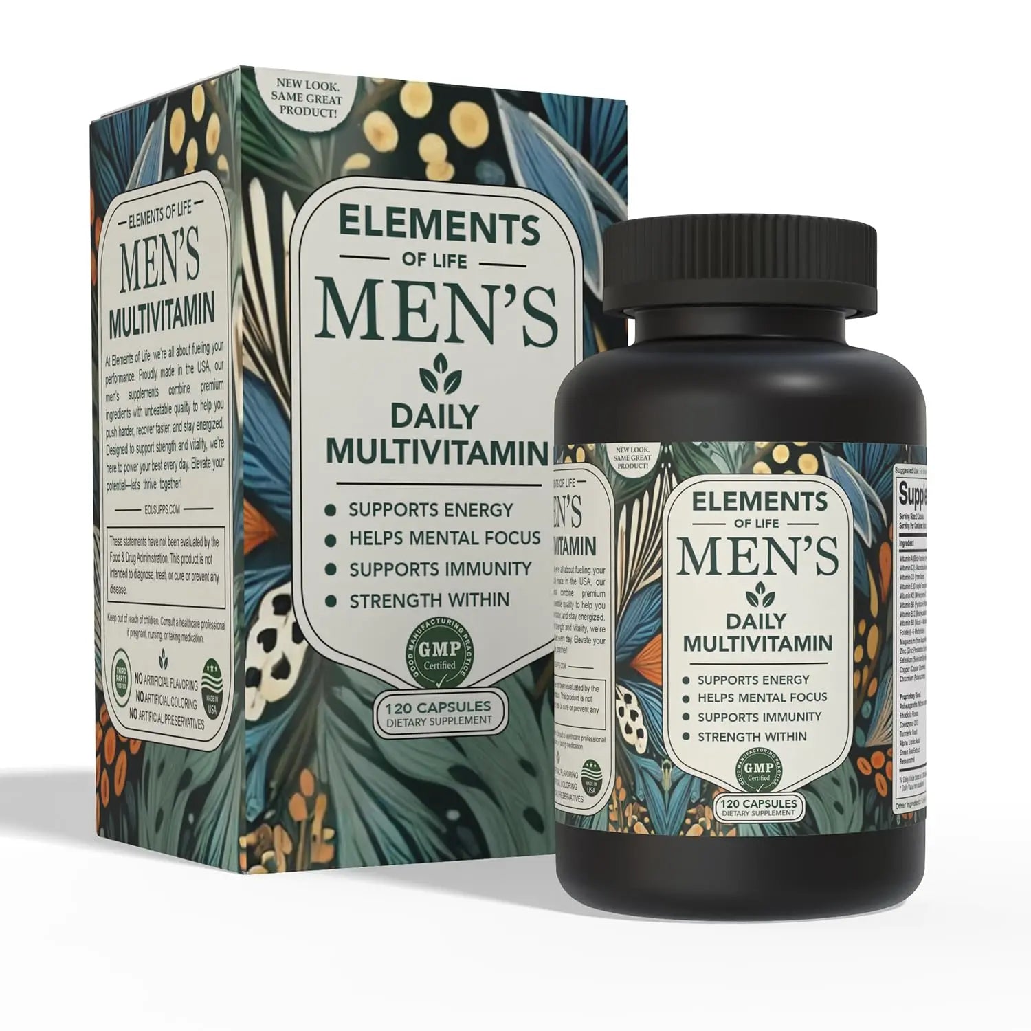 Multivitamin for Men with Vitamin D, K2, Zinc, Vitamin B12, A, E, B6, Calcium – Immune Health & Energy Support Daily Mens Multivitamins Elements of LIfe uk supplements