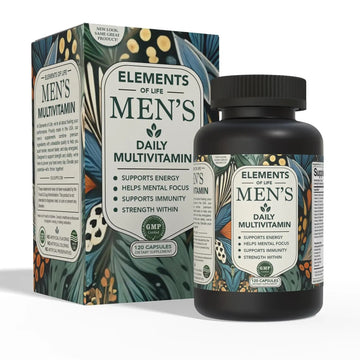 Multivitamin for Men with Vitamin D, K2, Zinc, Vitamin B12, A, E, B6, Calcium – Immune Health & Energy Support Daily Mens Multivitamins Elements of LIfe uk supplements