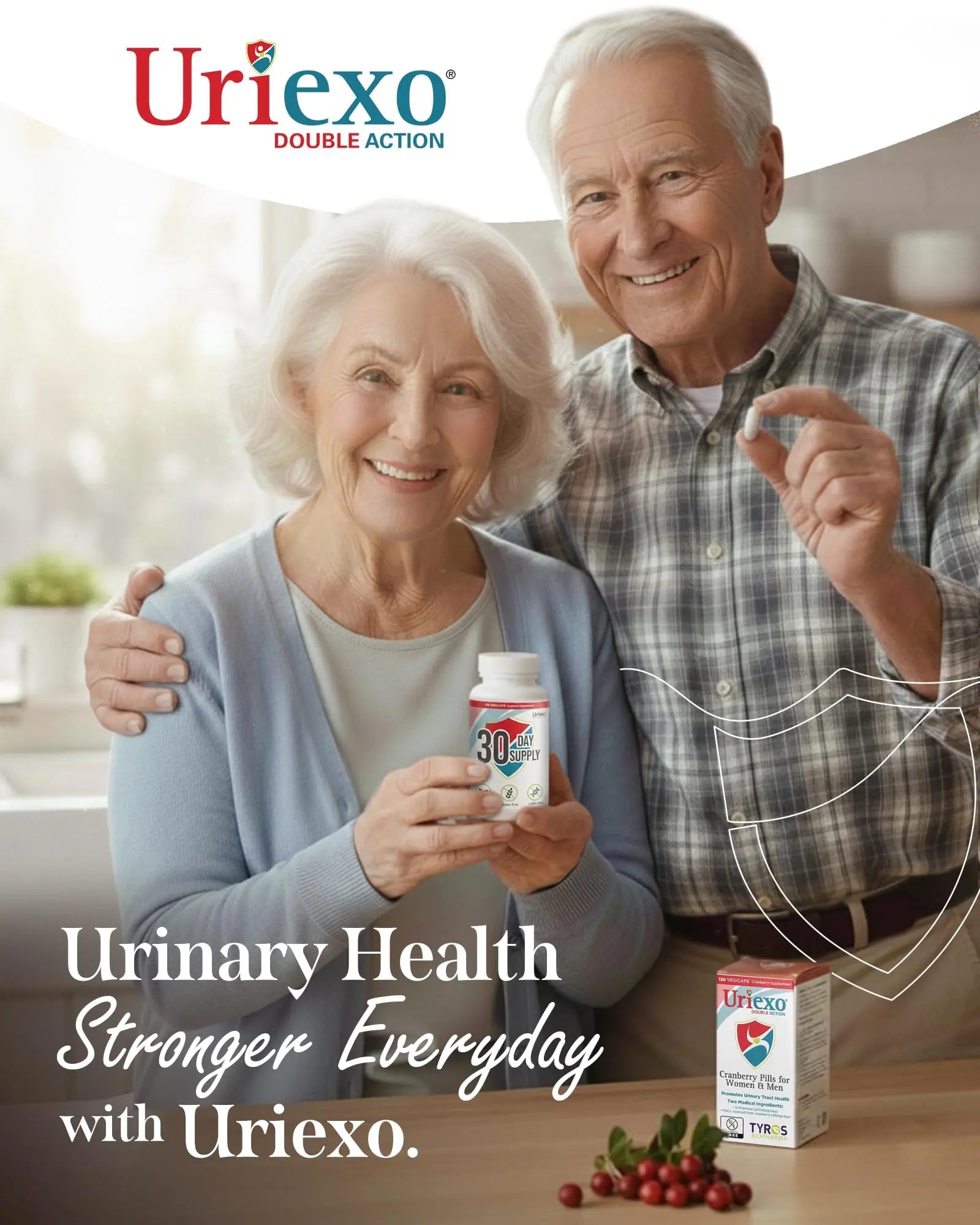 Uriexo Double Action Support Cranberry Pills - Urinary Tract Health Supplement with 36mg Proanthocyanidins PACs & 2000mg D-Mannose, Capsules for Men & Women, Non-Antibiotic Formula, 30 Day Supply Uriexo uk supplements