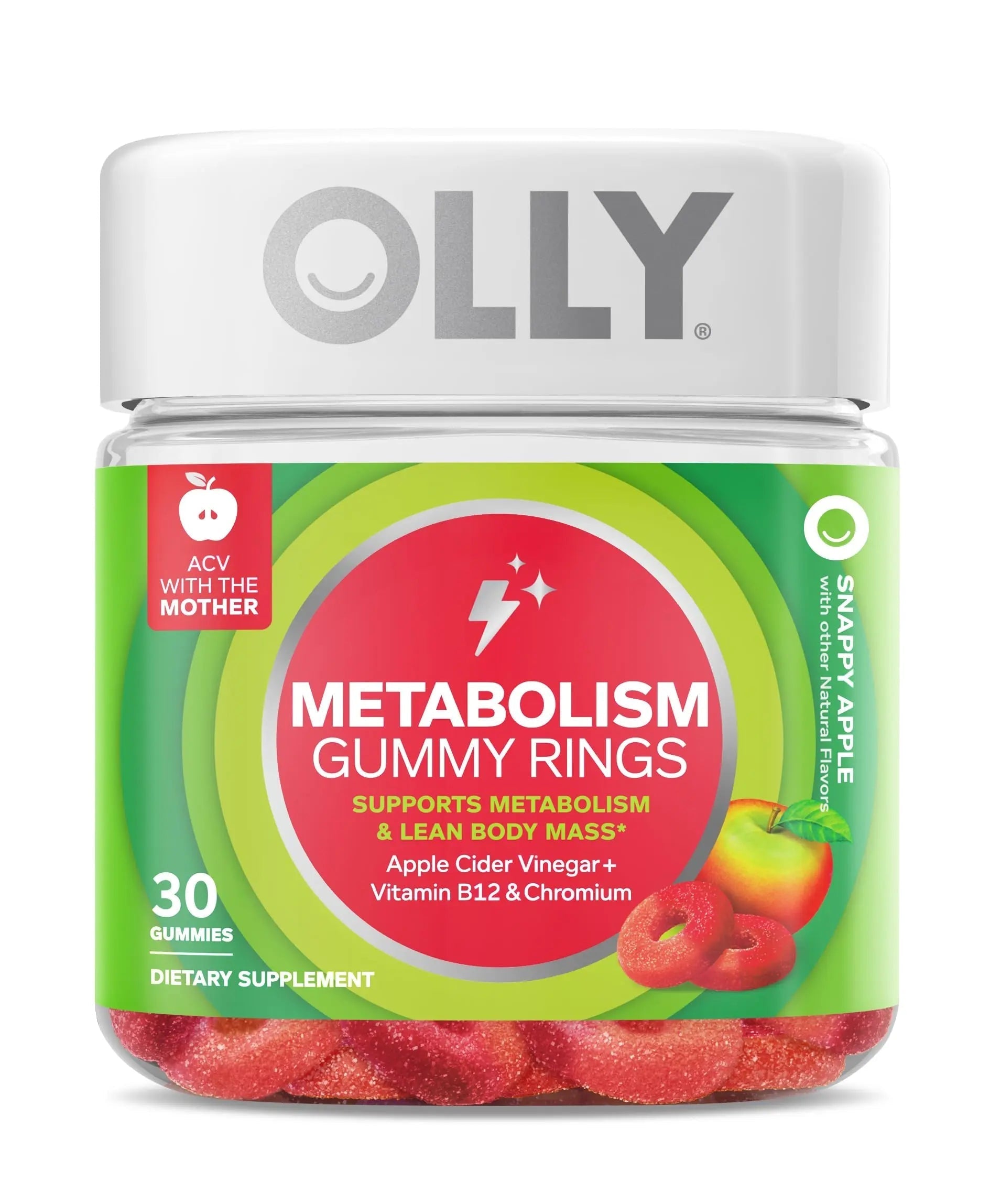 OLLY Multi + Probiotic Adult Multivitamin Gummy, 1 Billion CFUs, Digestive and Immune Support & Metabolism Gummy Rings, Apple Cider Vinegar, Vitamin B12, Chromium, Energy and Digestive Health OLLY uk supplements