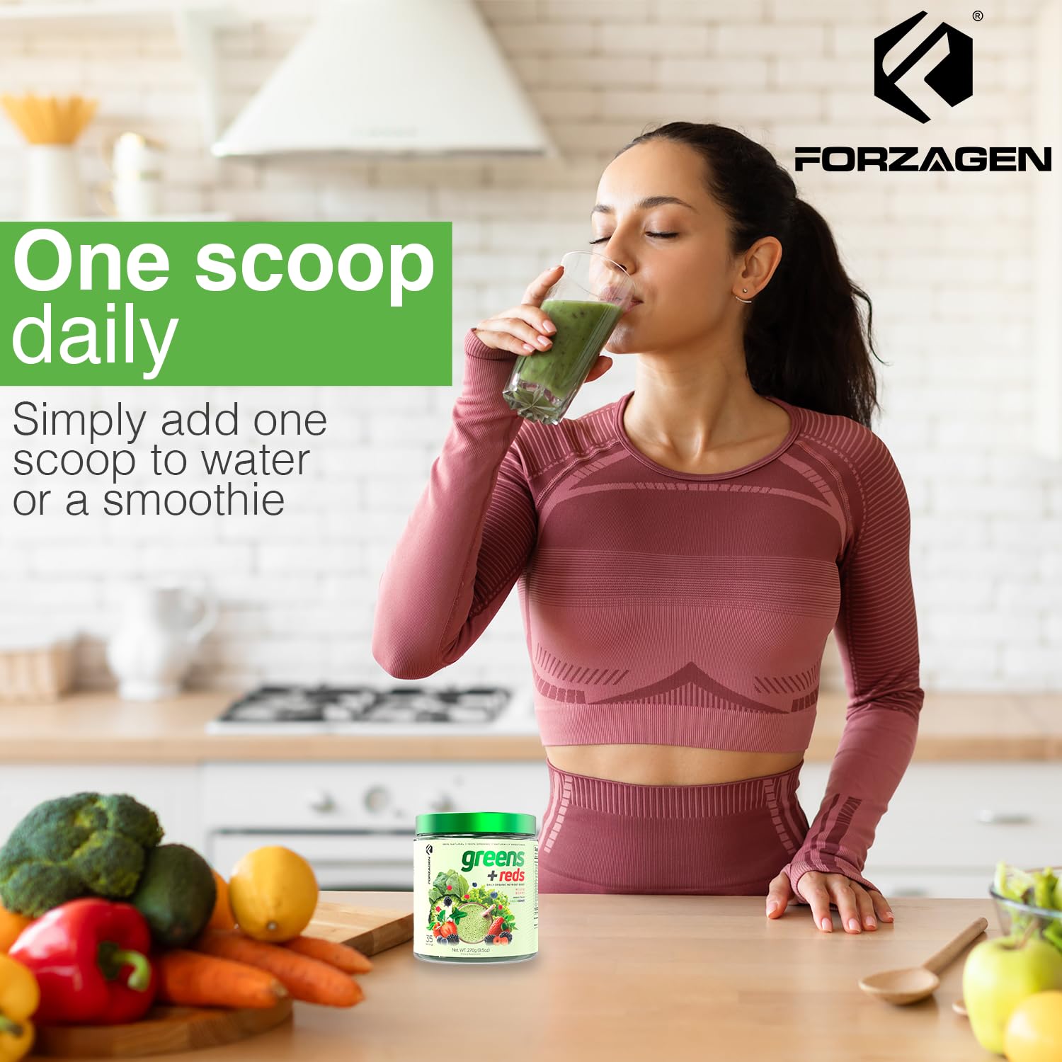 Forzagen Vegan Greens & Reds Superfood Powder - Organic Super Greens Powder | Premium Veggie Powder Supplement | 35 Servings Reds and Greens Superfood Powder Forzagen uk supplements