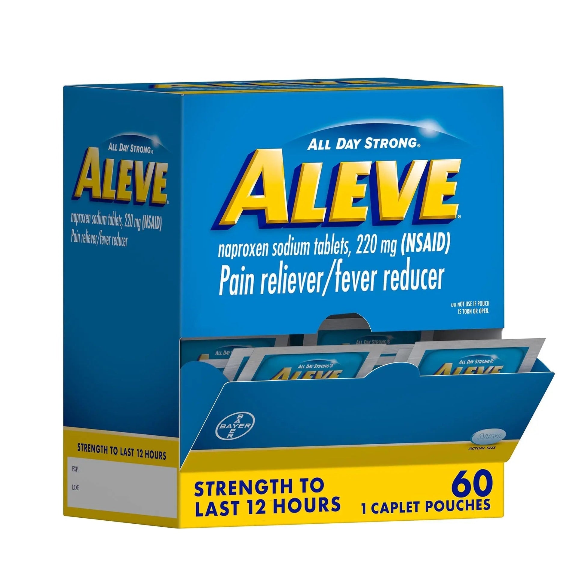 Aleve Pain Reliever & Fever Reducer Naproxen Sodium Caplets, Body and Arthritis Pain Reliever, Medicine for Adults and Children Ages 12 and Up, 60 Individual Pouches Aleve uk supplements