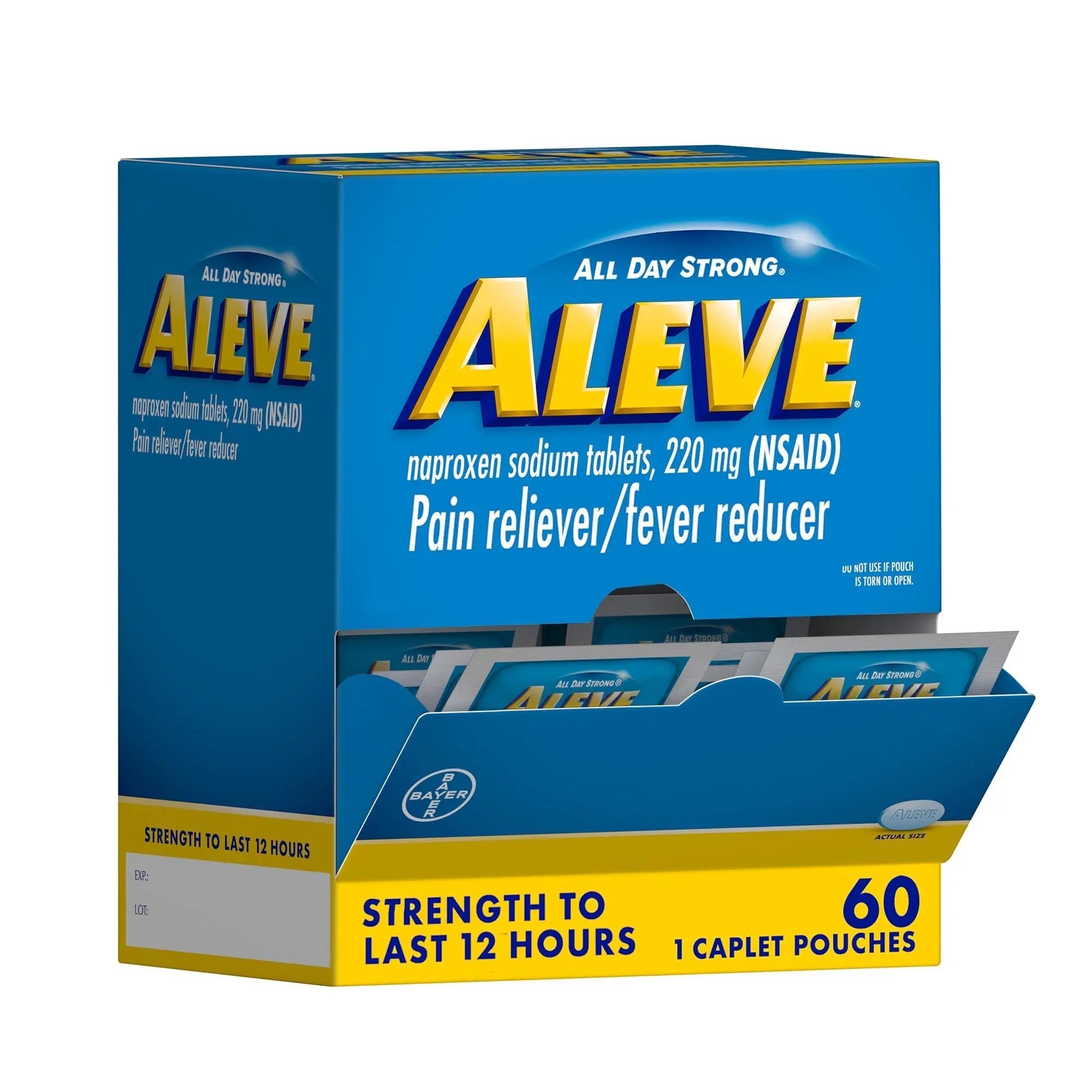 Aleve Pain Reliever & Fever Reducer Naproxen Sodium Caplets, Body and Arthritis Pain Reliever, Medicine for Adults and Children Ages 12 and Up, 60 Individual Pouches Aleve uk supplements