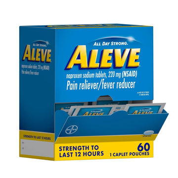 Aleve Pain Reliever & Fever Reducer Naproxen Sodium Caplets, Body and Arthritis Pain Reliever, Medicine for Adults and Children Ages 12 and Up, 60 Individual Pouches Aleve uk supplements
