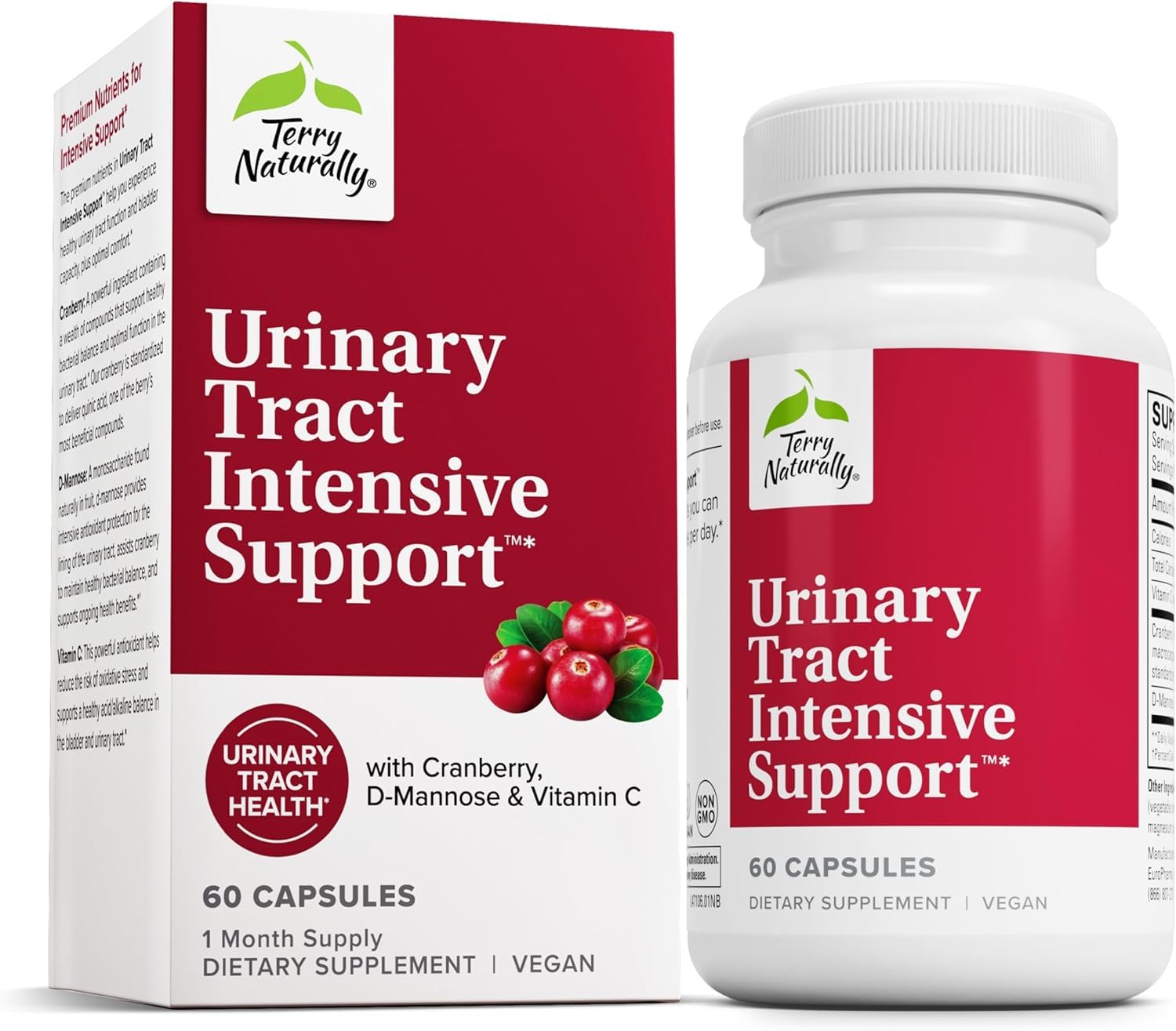 Terry Naturally Urinary Tract Intensive Support - Supplement with Cranberry for Bladder Health Support - Kidney Health Supplement with D-Mannose & Vitamin C - 60 Capsules (30 Servings) Terry Naturally uk supplements