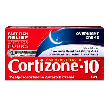 Cortizone-10 Maximum Strength Overnight Itch Relief Cream, 1% Hydrocortisone, Fast-Acting, Lavender Scented Anti-Itch Cream for Bug Bites, Rash, Eczema, Psoriasis, Poison Ivy, Oak, Sumac, 1 oz Cortizone 10 uk supplements