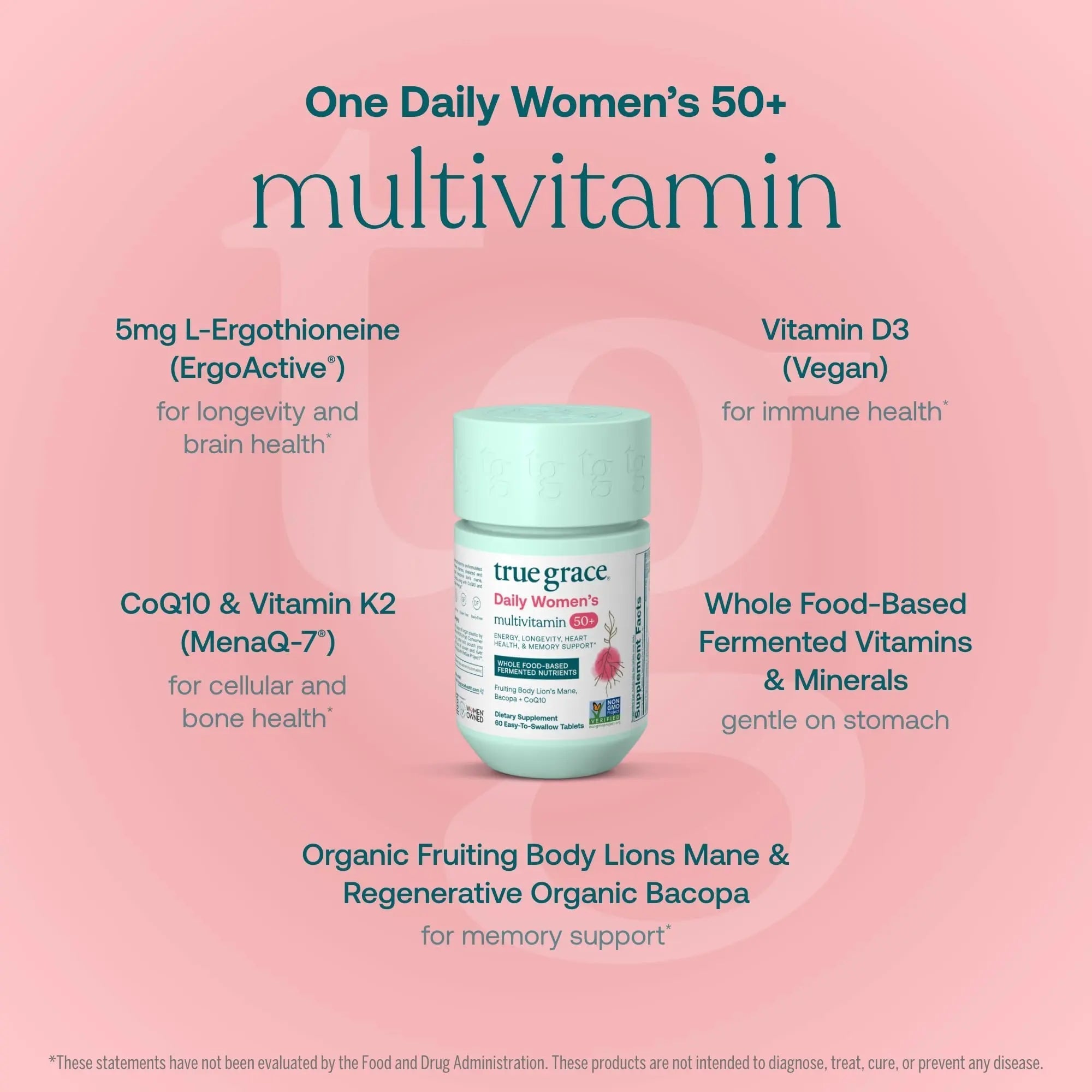 True Grace Daily Women’s Multivitamin 50+ - 60 Easy-to-Swallow Tablets - Immune, Energy, Longevity & Memory Support True Grace uk supplements