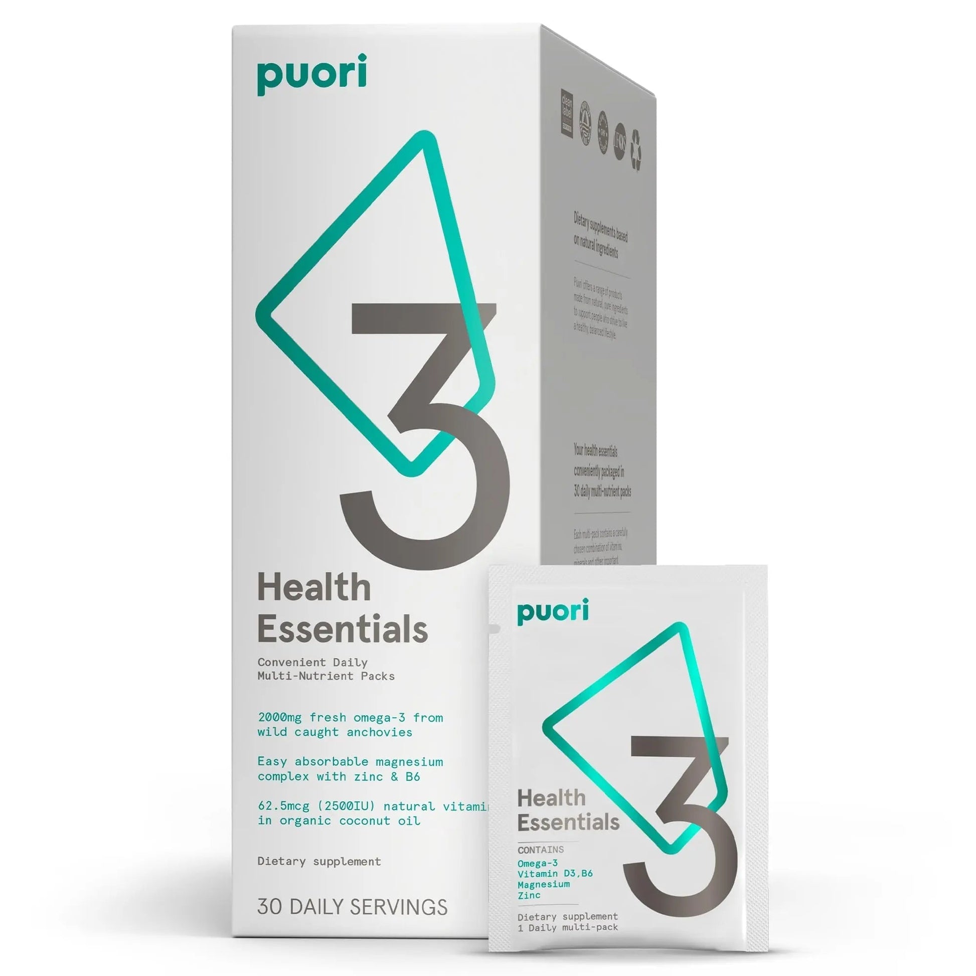 Puori P3 Health Essentials with Magnesium Zinc Complex, Omega 3 Fish Oil & Vitamin D3 Supplements - Men & Womens Daily Multi Puori uk supplements