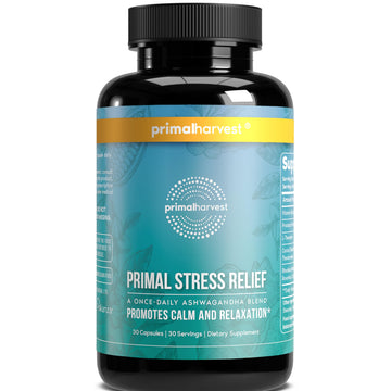 Primal Harvest Stress Relief Supplement for Women and Men Pure Ashwagandha Root Extract, L-Theanine Supplements, 30 Capsules Primal Harvest uk supplements