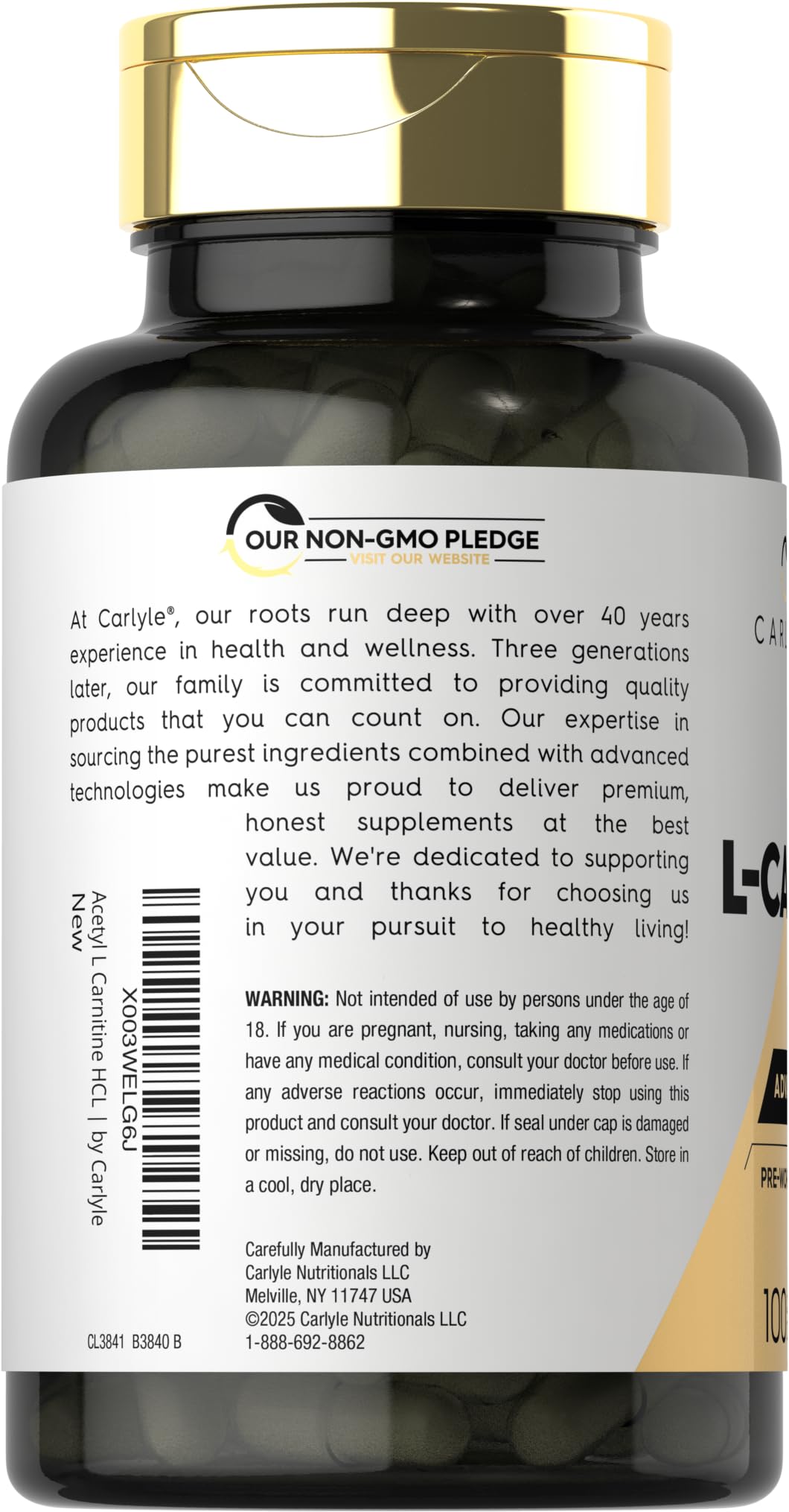 Carlyle Acetyl L-Carnitine HCL | 1000mg | 100 Capsules | Advanced Athlete Formula | Pre-Workout Supplement | Non-GMO & Gluten Free Carlyle uk supplements