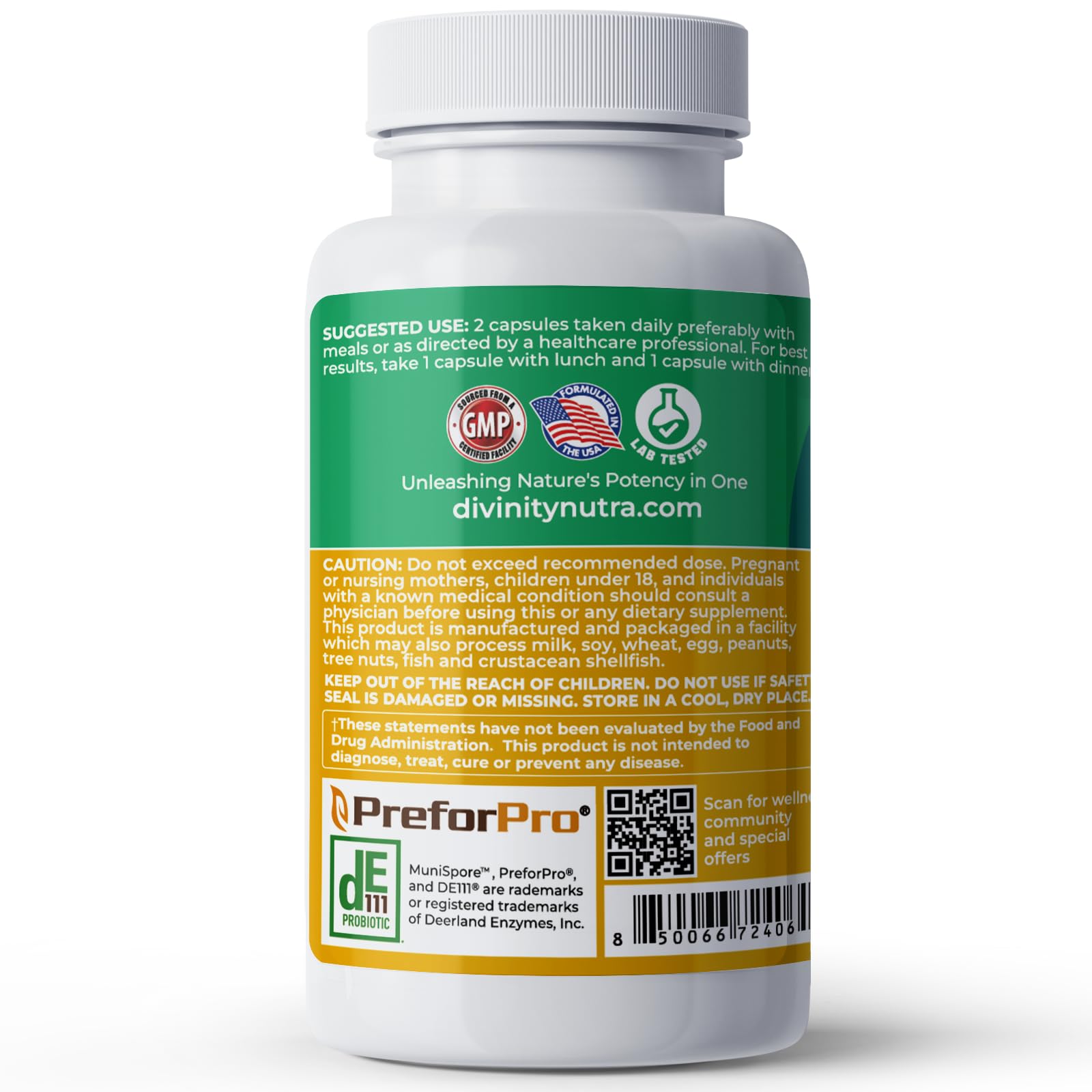 4-in-1 Prebiotic Probiotic & Postbiotic for Women & Men, Complete Gut & Digestive Support Supplement, Pre Post Probiotics & Digestive Enzymes 60 Capsules,Made in USA Divinity Nutra uk supplements