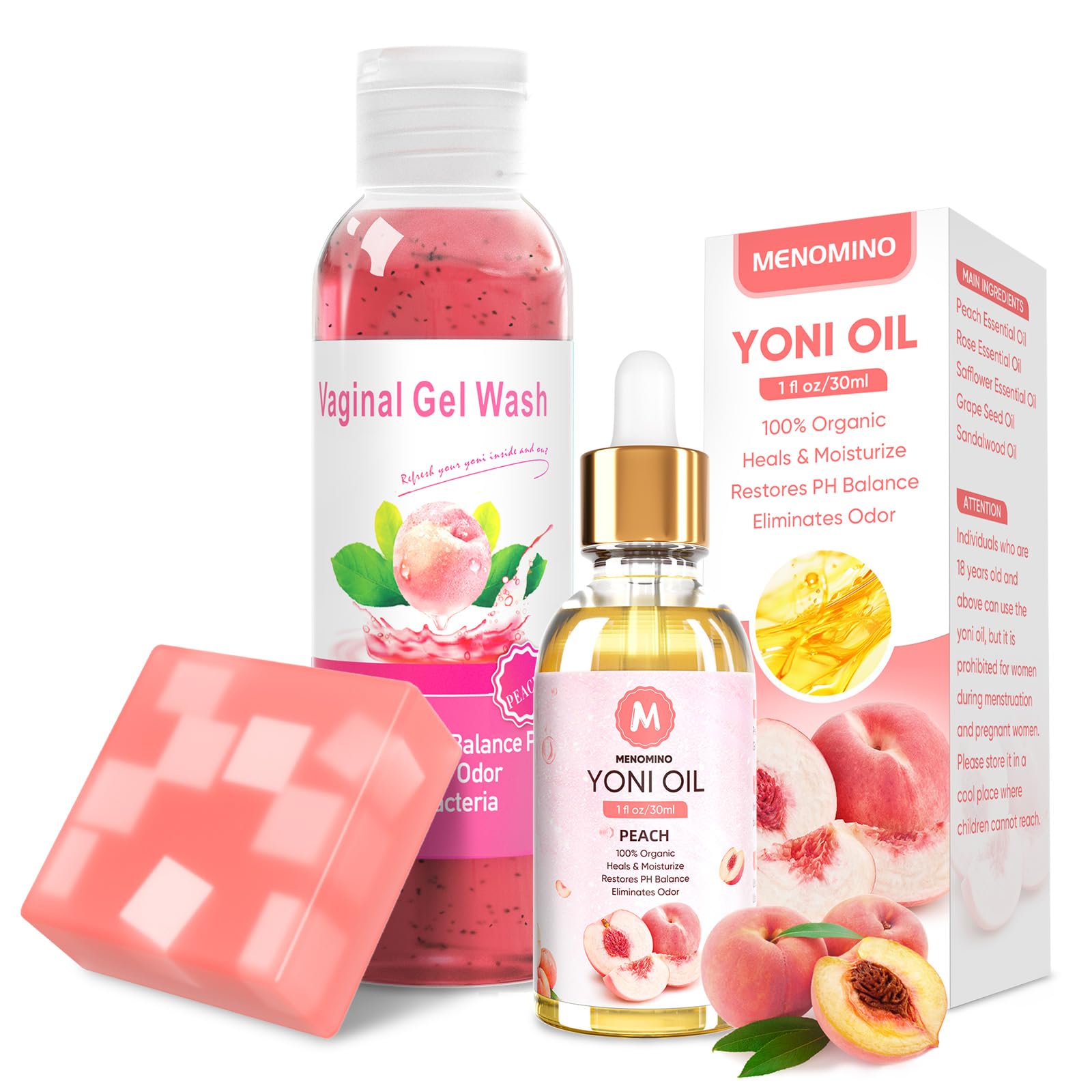 Feminine Wash & Yoni Oil & Yoni Soap Bar Set for Women, 1 Fl.Oz Natural Feminine Oil, Feminine MENOMINO uk supplements