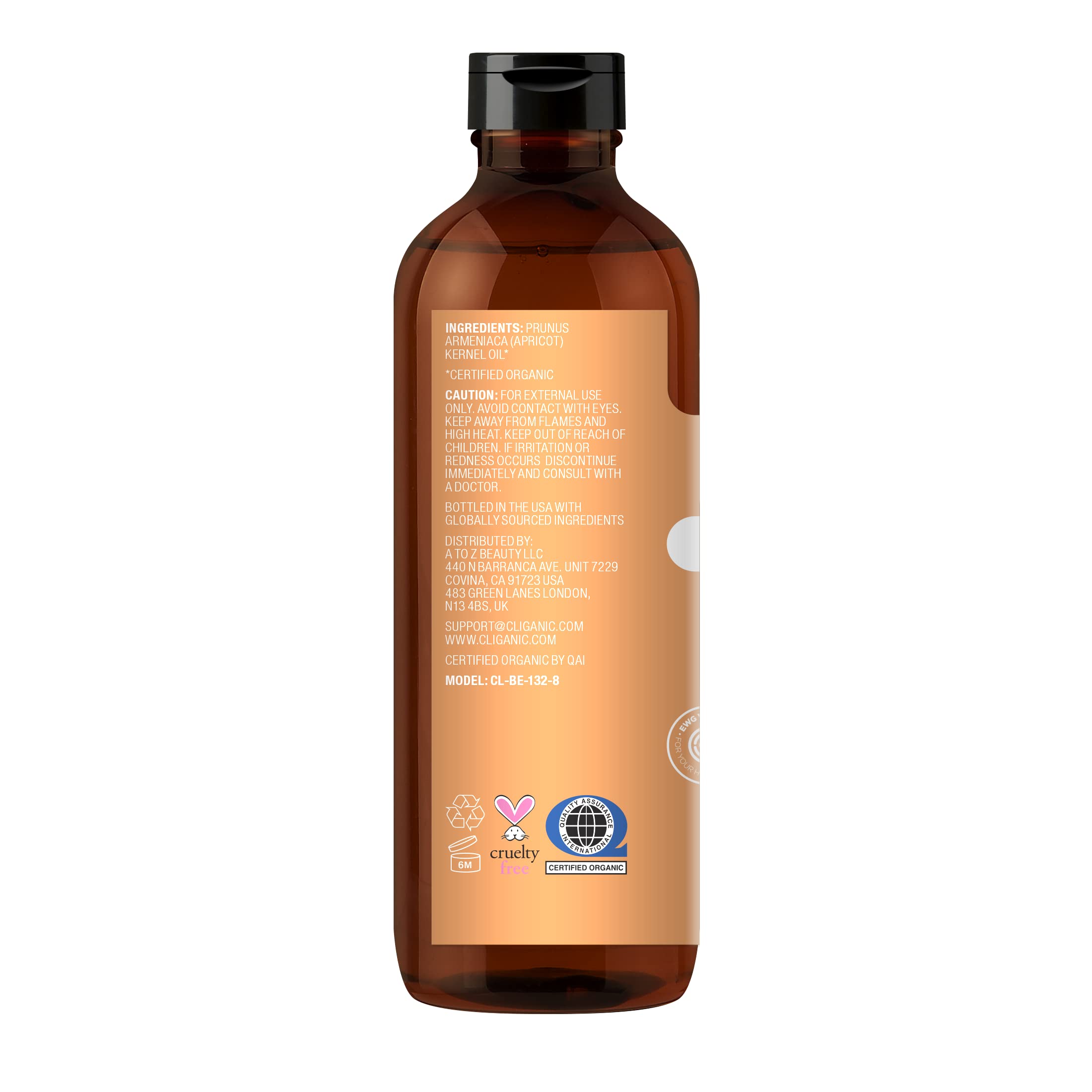Cliganic Organic Apricot Oil, 100% Pure (8oz) - For Skin, Hair & Face | Natural Cold Pressed Unrefined Cliganic uk supplements