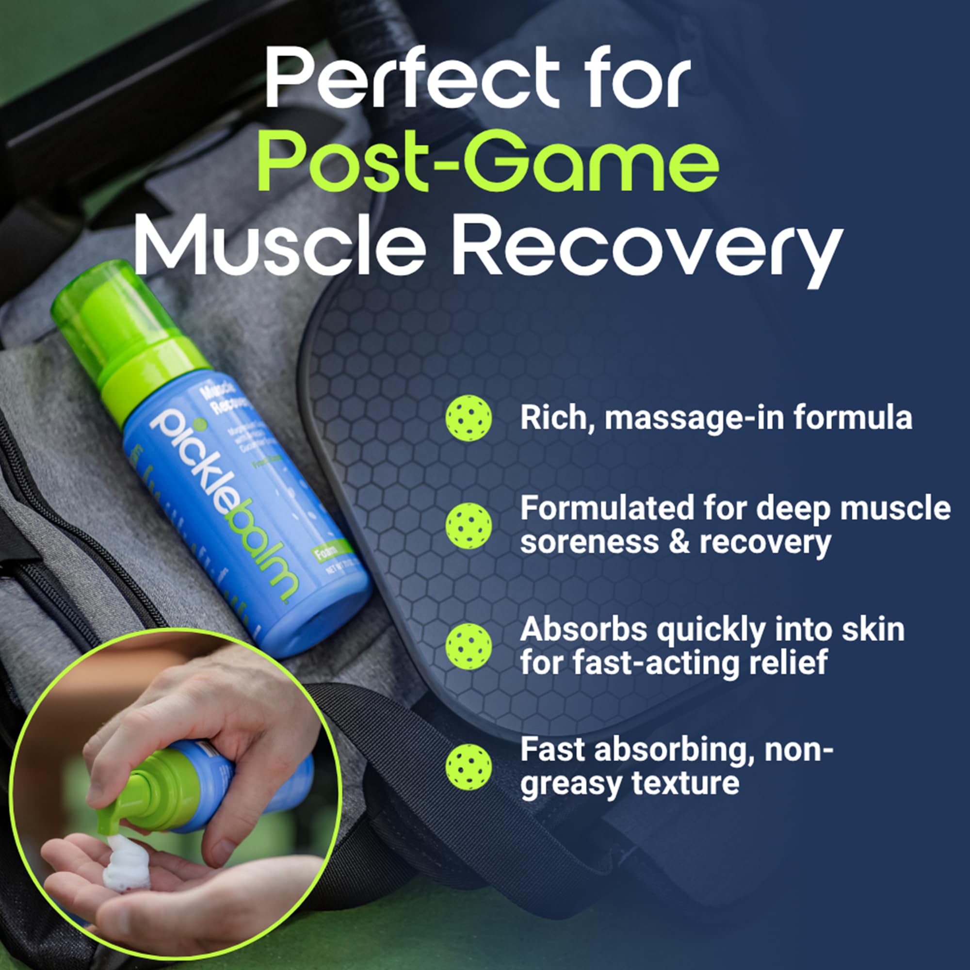 PickleBalm Pickleball Post-Game Foam Muscle Cramp Relief and Relaxer with Magnesium Sulphate, Arnica & Cucumber Extract for Pain and Leg Cramps, Sore Muscle Relief, 7.1oz Bottle PickleBalm uk supplements