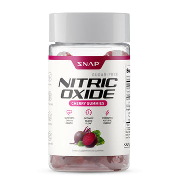 Snap Supplements Nitric Oxide Gummies - Beet Root Extract 300mg, Sugar Free Beetroot Supplement with Pomegranate Powder for Circulation & Natural Energy, 60 Vegan Gummies, Cherry Flavor Snap Supplements uk supplements