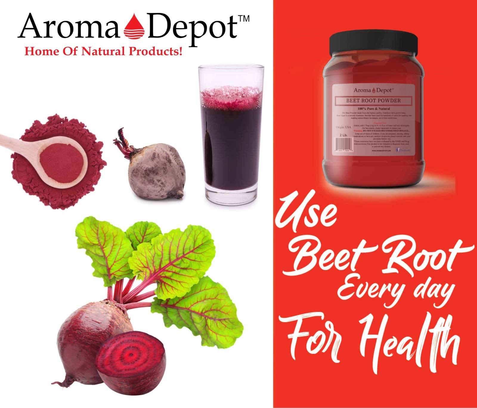 Beet Root Powder 5 lb. by Aroma Depot Raw & Non-GMO I Vegan & Gluten Free I Nitric Oxide Aroma Depot uk supplements