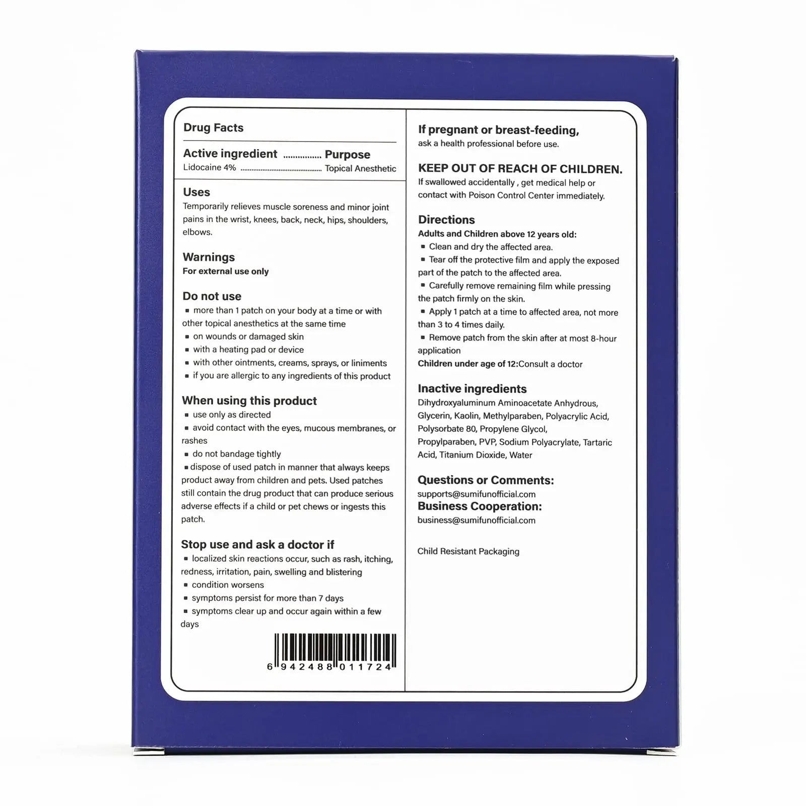 Sumifun 4% Lidocaine XL Pain Patches | Extra Large 4.72"x7.87" for Full Back & Thigh Coverage | Maximum Strength OTC Numbing | 8-Hour Medical Adhesion (X-Large, Count, 10) Sumifun uk supplements
