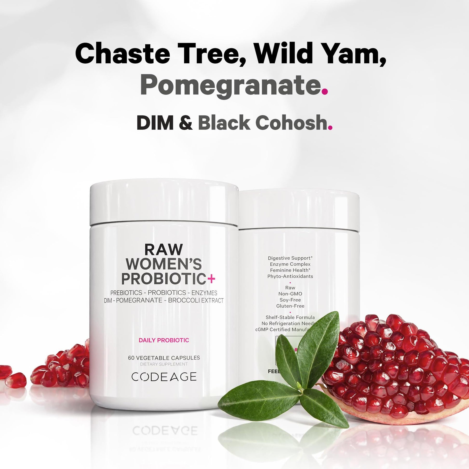 Codeage Raw Women’s Probiotic+ Supplement - 34 Probiotic Strains, 100 Billion CFUs, Digestive Enzymes, Prebiotic Blend, DIM, Herbal Extracts, Phytonutrients - Non-GMO - 30 Capsules Codeage uk supplements