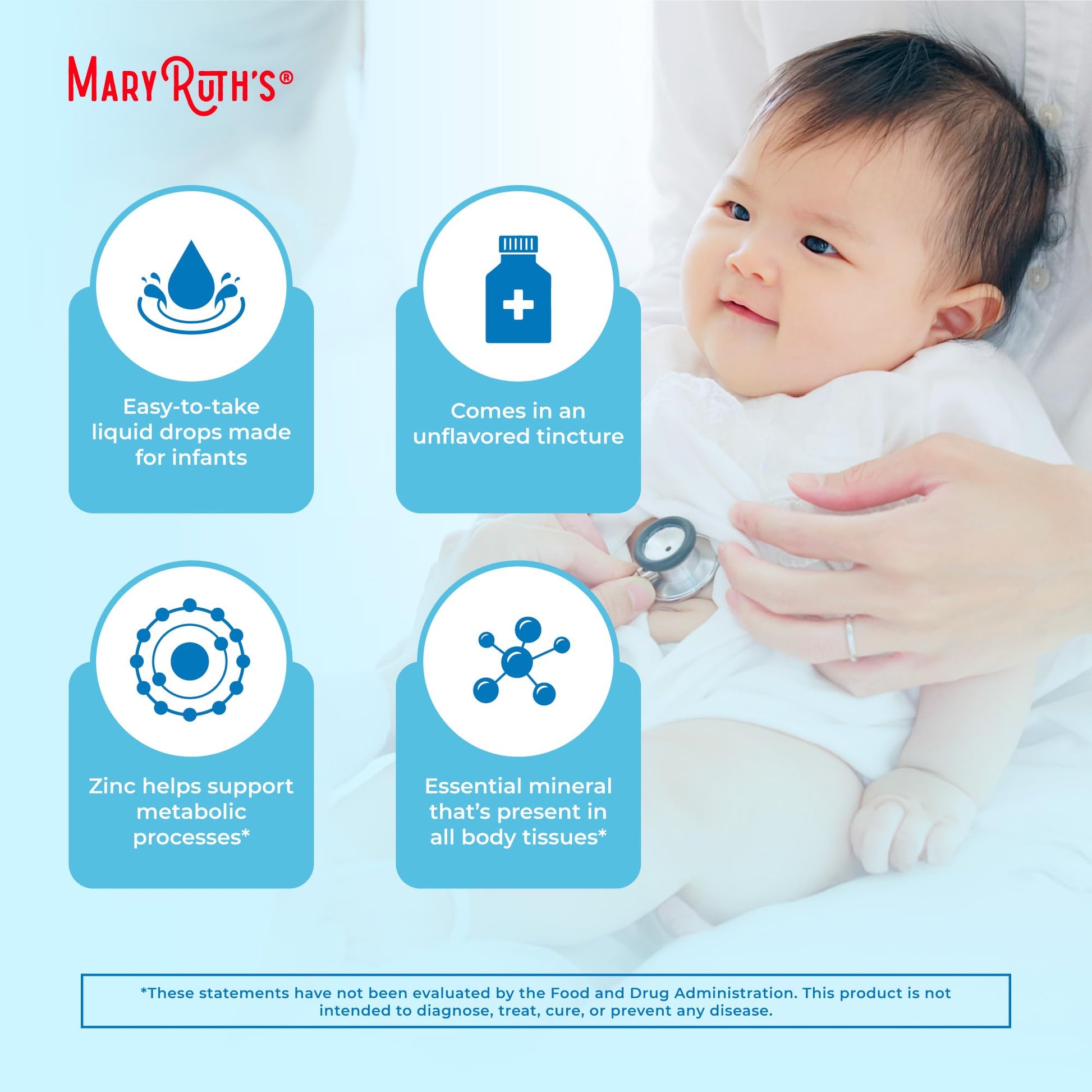 MaryRuth Organics Organic Infant Ionic Zinc Liquid Drops | Zinc Sulfate for Immune Support | Organic Glycerin | Antioxidant | Vegan | Formulated for Babies Ages 6-12 Months | 1 Month Supply | 2 Fl Oz MARYRUTH'S uk supplements