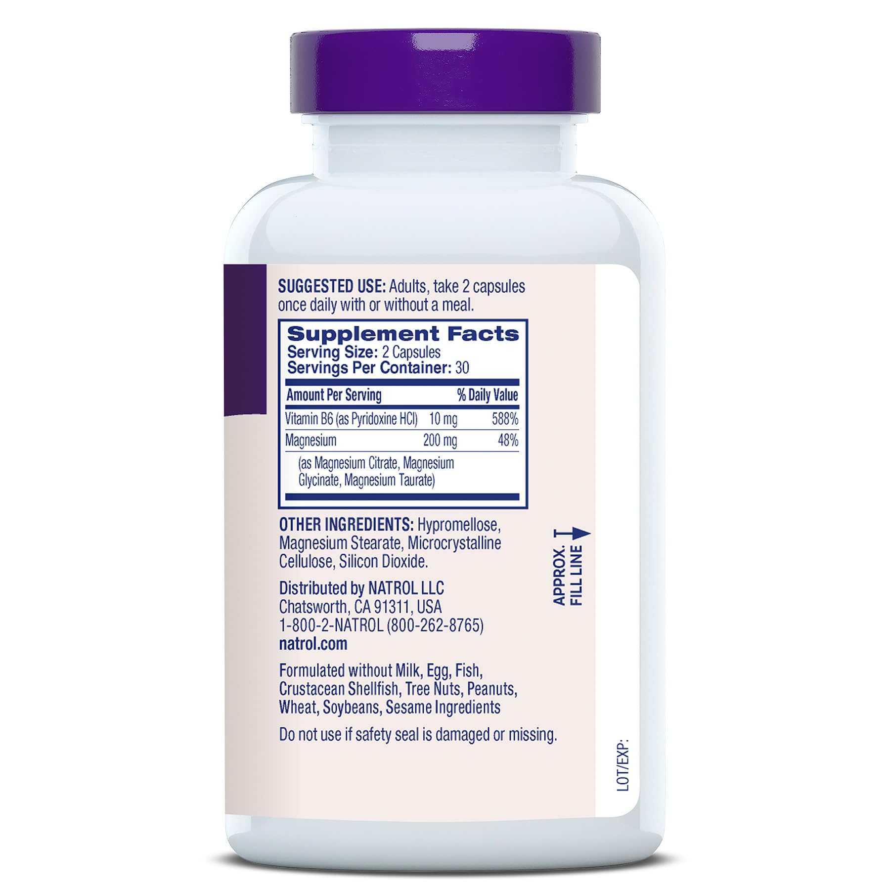 Natrol Triple Magnesium Complex Supplement, Glycinate, Citrate & Taurate 200mg High Absorption, Support Whole Body Wellness, 60 Capsules Natrol uk supplements