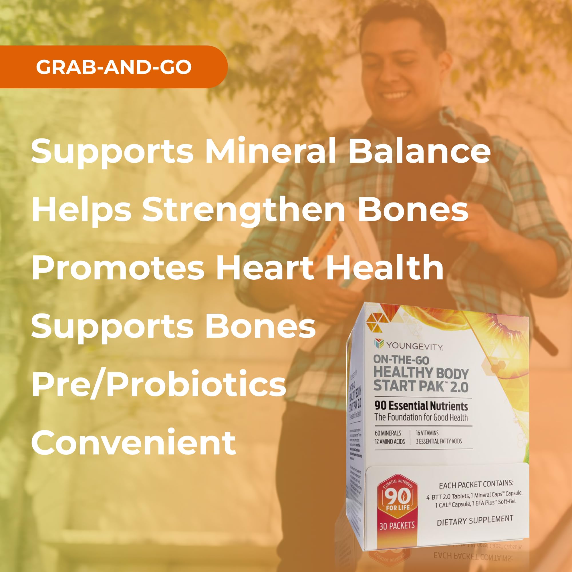 Youngevity On-The-Go Healthy Body Start Pak 2.0 - Includes Multi-Vitamins, Minerals, EFAs, & Amino Acids | 90 Essential Nutrients | 30-Day Supply Youngevity uk supplements