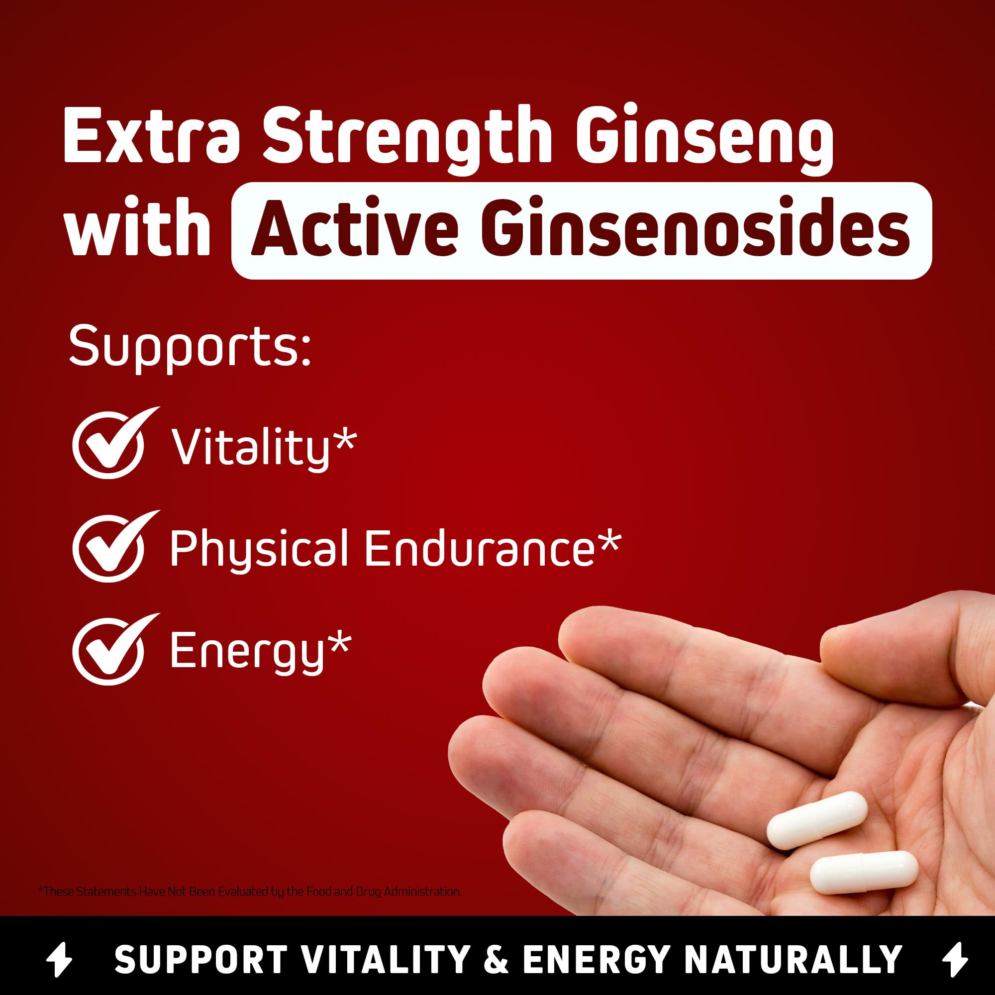 Herbtonics Korean Red Panax Ginseng 1500mg - Energy Supplement for Peak Performance, Focus & Vitality - High Potency Ginseng Root Extract - 120 Vegan Capsules Herbtonics uk supplements