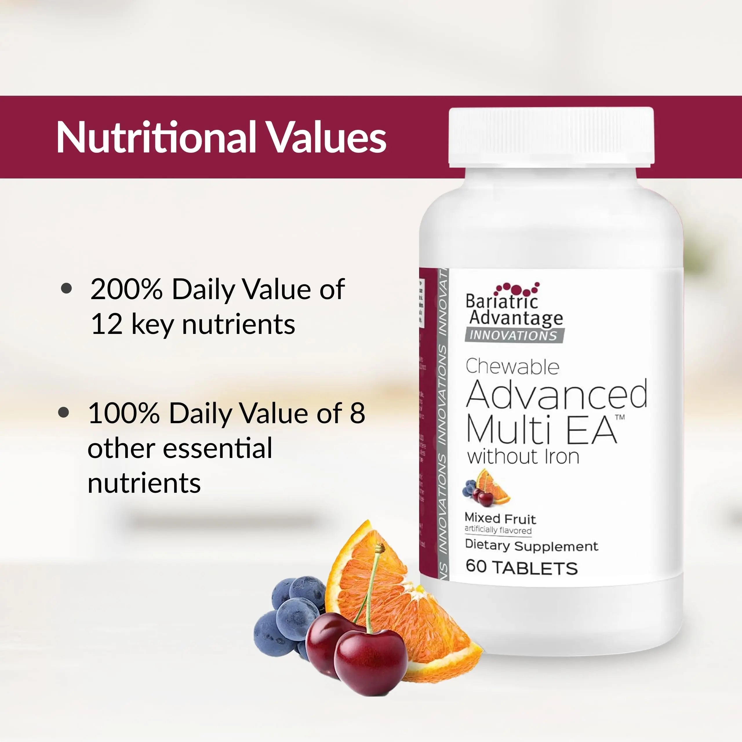 Bariatric Advantage Chewable Advanced Multi EA Without Iron - High Potency Daily Multivitamin - for Bariatric Surgery Patients Including Bariatric Advantage uk supplements