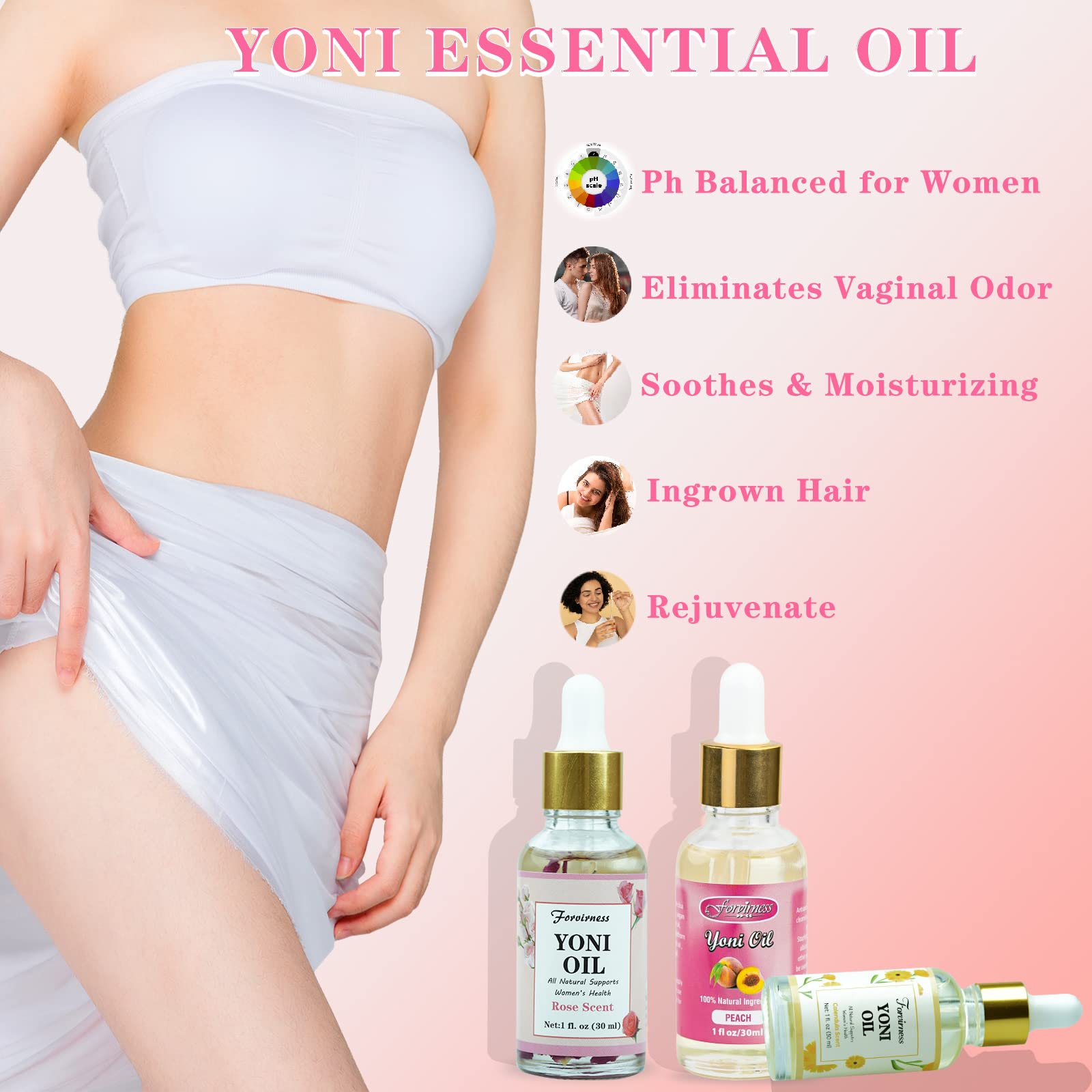 3 Packs Natural Yoni Oil Feminine Wash Ph Balanced for Women, Eliminates Vaginal Odor forvirness uk supplements