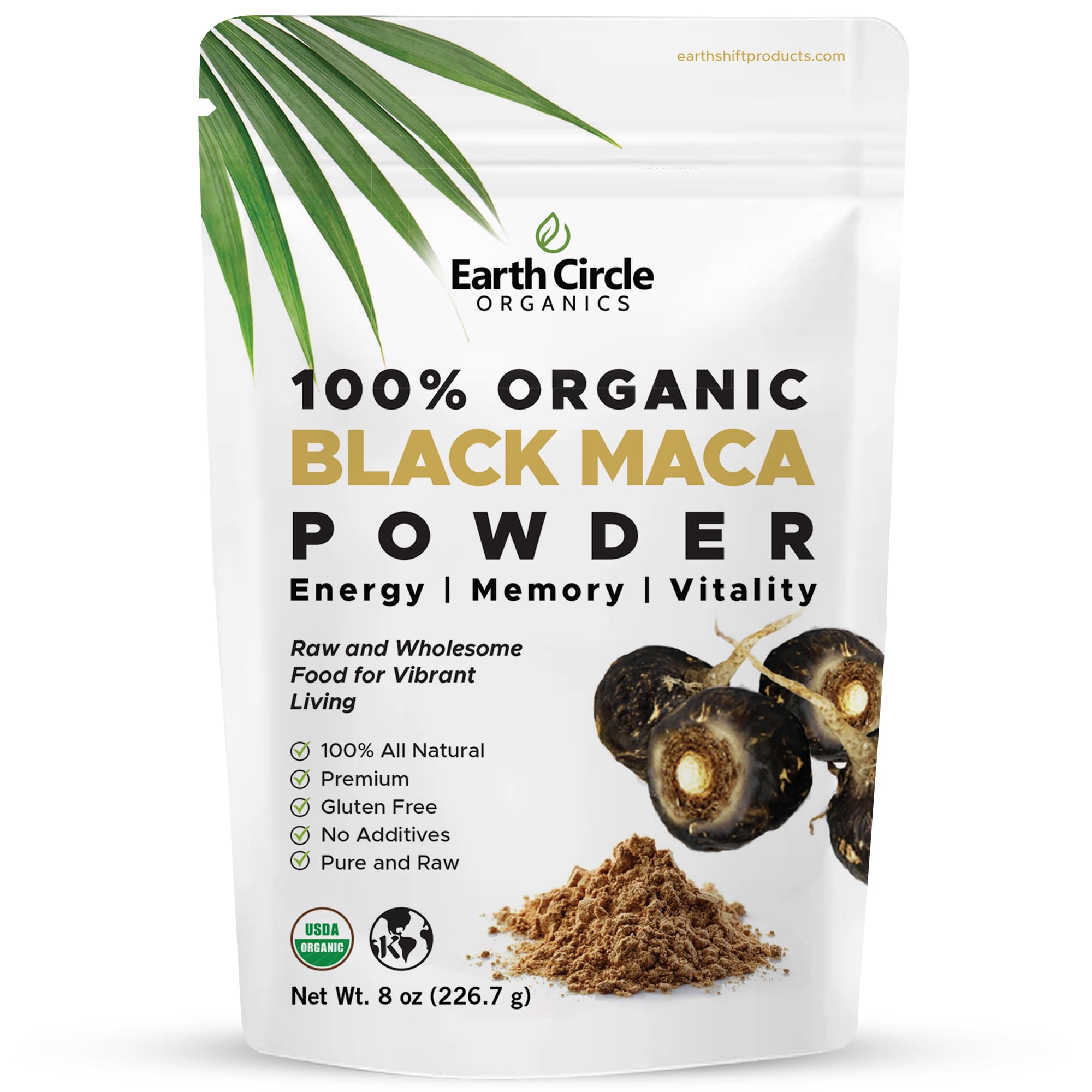 Organic Black Maca Peruvian Root Powder | Black Maca Root for Men | Natural Supplement | Essential Vitamins, Minerals & Fatty Acids Improved Energy | Immune Support (8oz, Pack of 1) Earth Circle Organics uk supplements