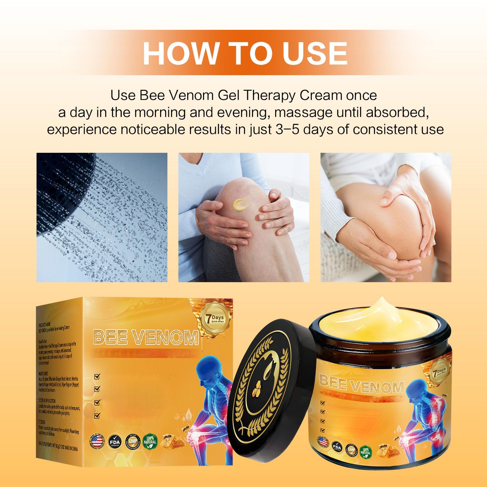 2 Pcs Bee Venom Joint Treatment Cream, Throughout Release Joint Activities Muscle and Massage Relief Gel. Yaper uk supplements