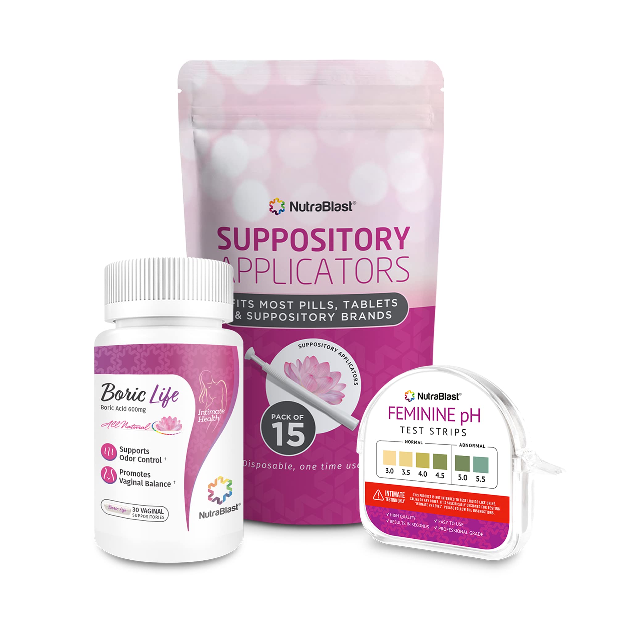 NutraBlast Boric Acid Vaginal Suppositories 600mg (30 Count) w/Disposable Vaginal Suppository NutraBlast uk supplements