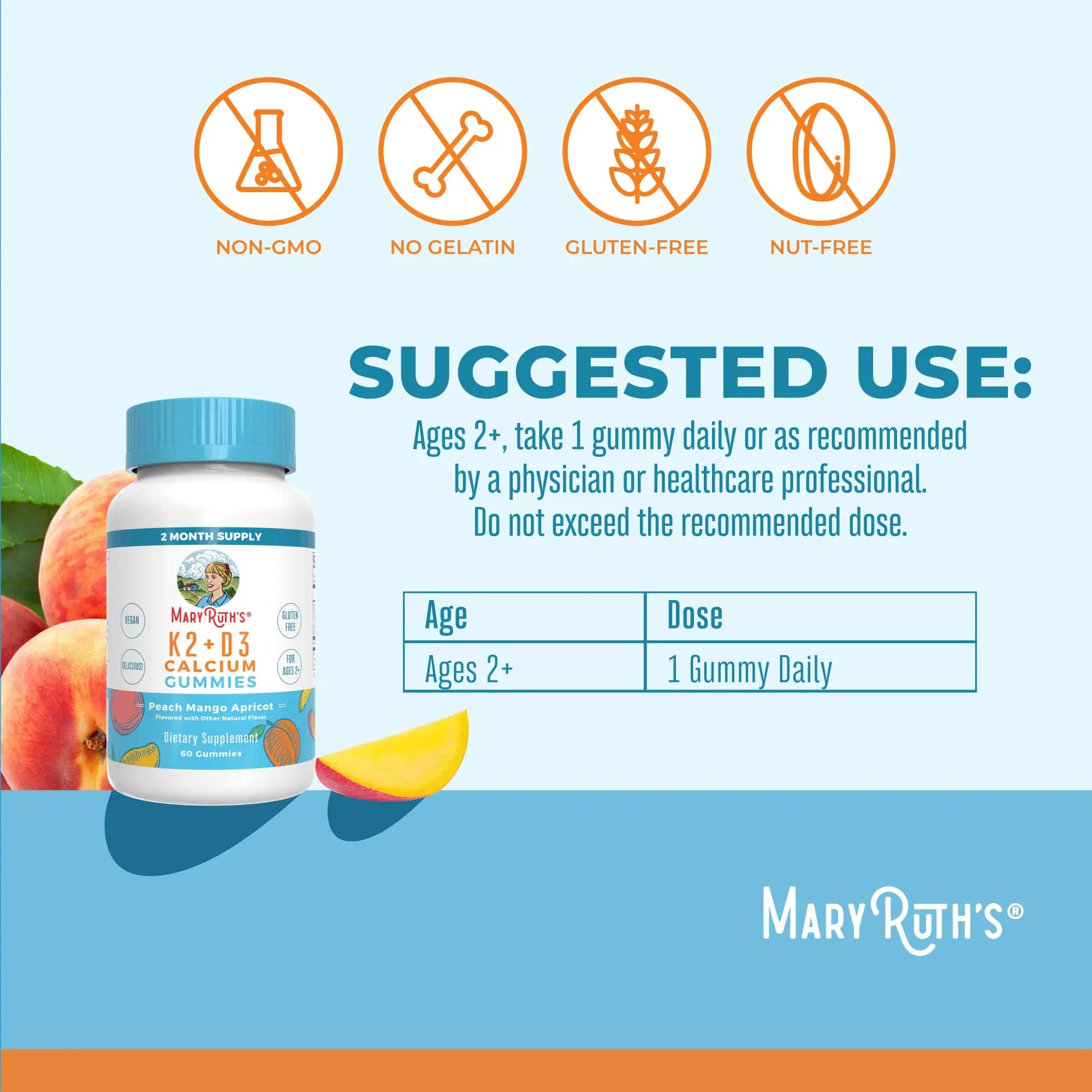 MaryRuth Organics Joint Health Liquid Drops & Vitamin K2+D3 Gummies (Peach Mango and Apricot) | Label Project Verified | Vitamins for Calcium, Joints, and Bone Support | Vegan, Non-GMO, Gluten Free MARYRUTH'S uk supplements