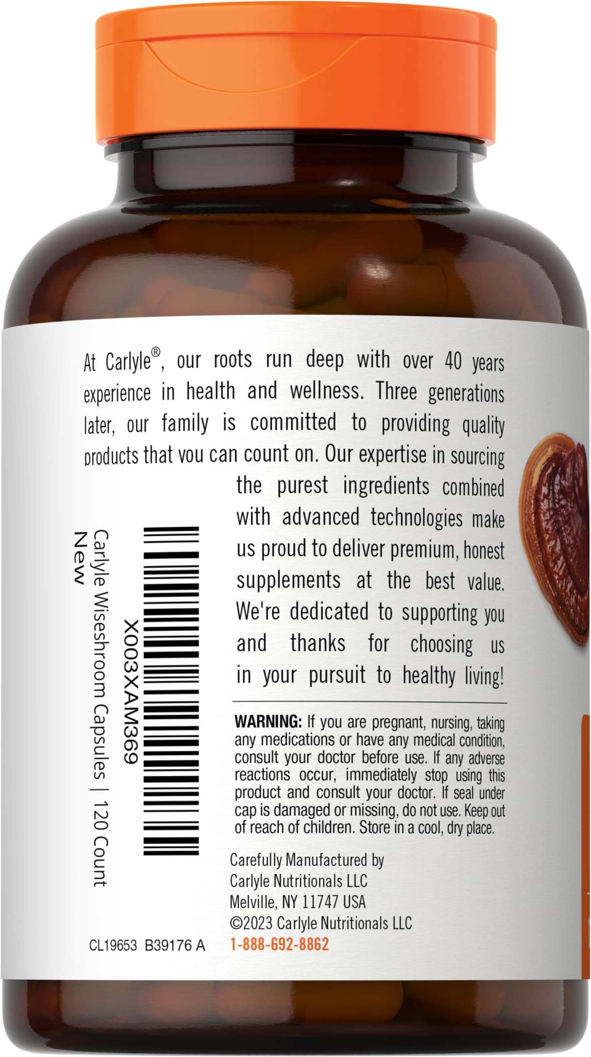 Carlyle Reishi Mushroom Capsules 5000 mg |120 Count | Non-GMO and Gluten Free Extract Carlyle uk supplements