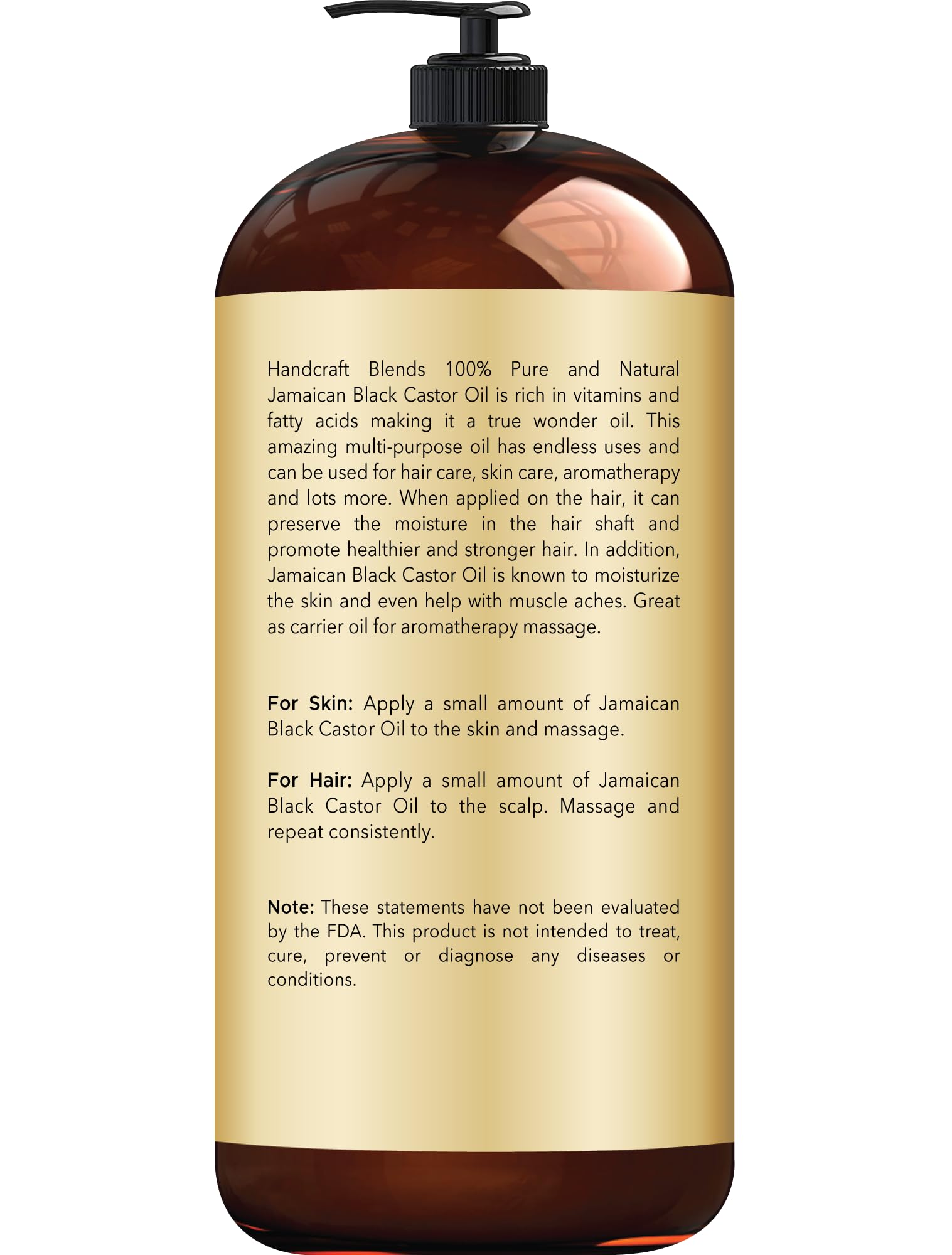 Handcraft Blends Jamaican Black Castor Oil for Hair Growth, Eyelashes and Eyebrows Handcraft Blends uk supplements