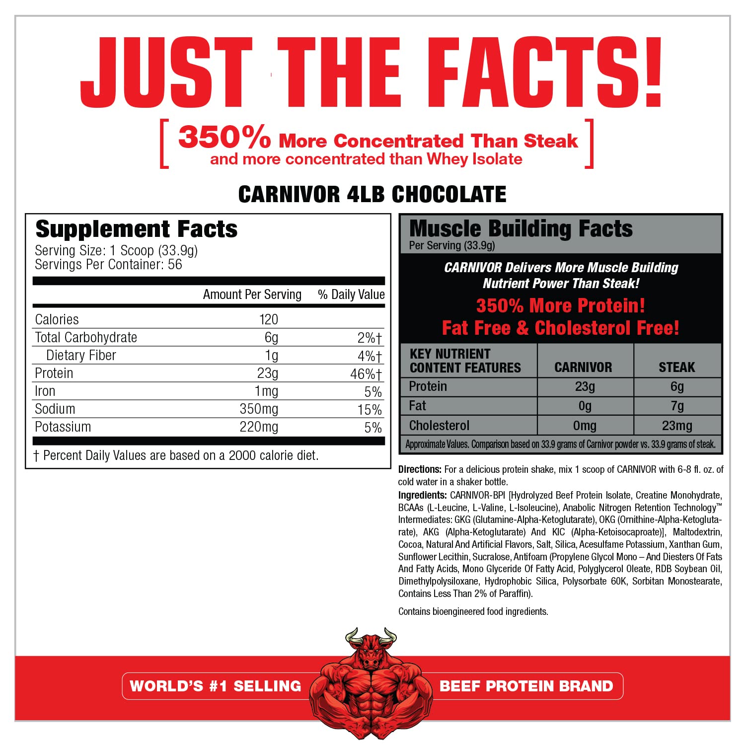 MuscleMeds, Carnivor Beef Protein Isolate Powder 56 Servings, Chocolate, 72 Ounce MuscleMeds uk supplements