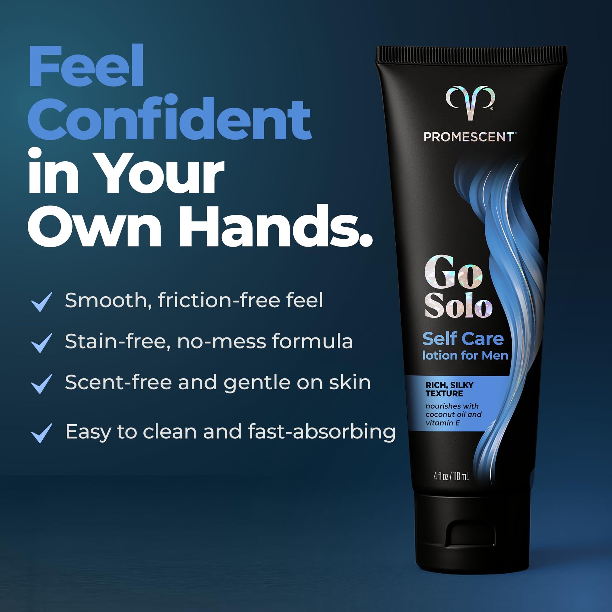Promescent Go Solo Lotion for Men, Natural Unscented Moisturizing Ingredients with Coconut Oil and Sweet Almond Oil, Creamy Natural Texture, Fast-Absorbing, Made in the USA, 4 fl oz Promescent uk supplements