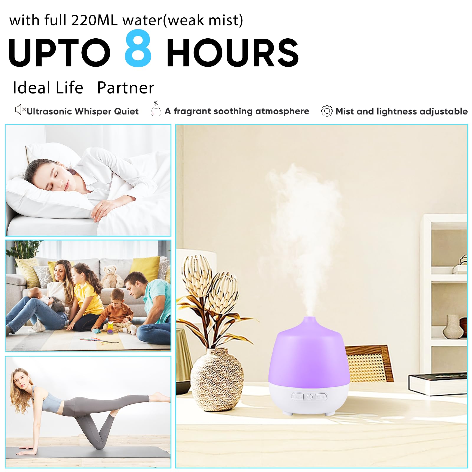HAPPTWS 220Ml Essential Oil Diffuser - Diffusers for Essential Oils Aromatherapy Diffuser HAPPTWS uk supplements