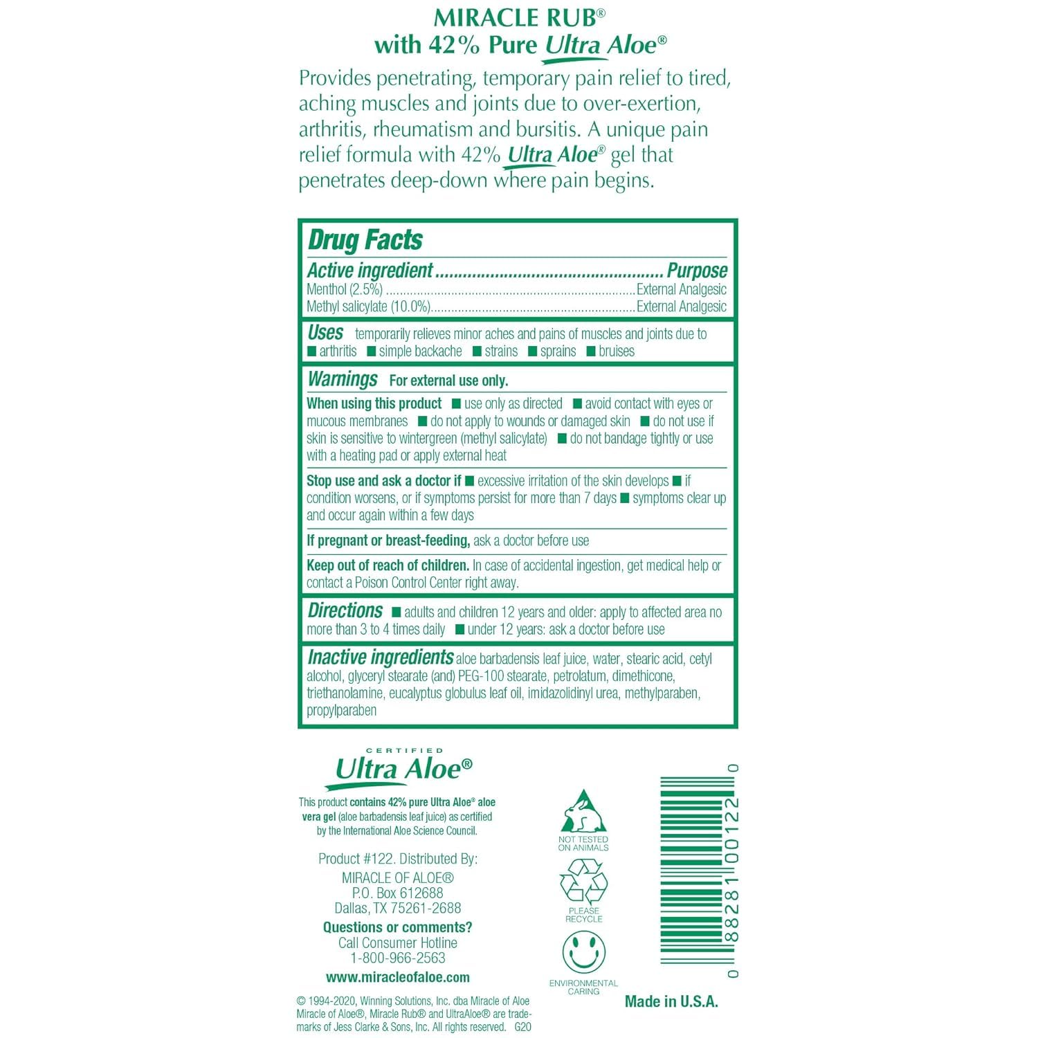 Miracle of Aloe Miracle Rub Pain Relieving Cream 32 oz, Fast & Effective Relief for Arthritis, Muscle, and Joint Pain - Maximum Strength UltraAloe Formula, Topical Analgesic Miracle of Aloe uk supplements
