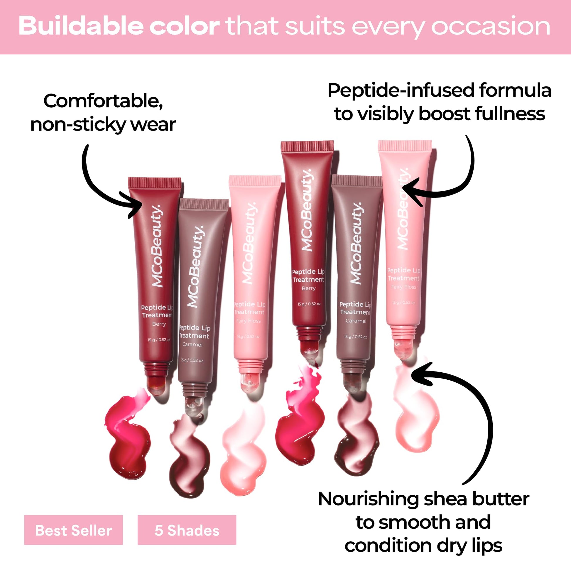MCoBeauty Peptide Lip Treatment Caramel - Nude Brown Tinted Lip Balm Plumper Gloss for Women - Hydrating Lip Oil with Shea Butter, Peptides for Soft Plump Lips - Vegan Cruelty Free Lip Care MCoBeauty uk supplements
