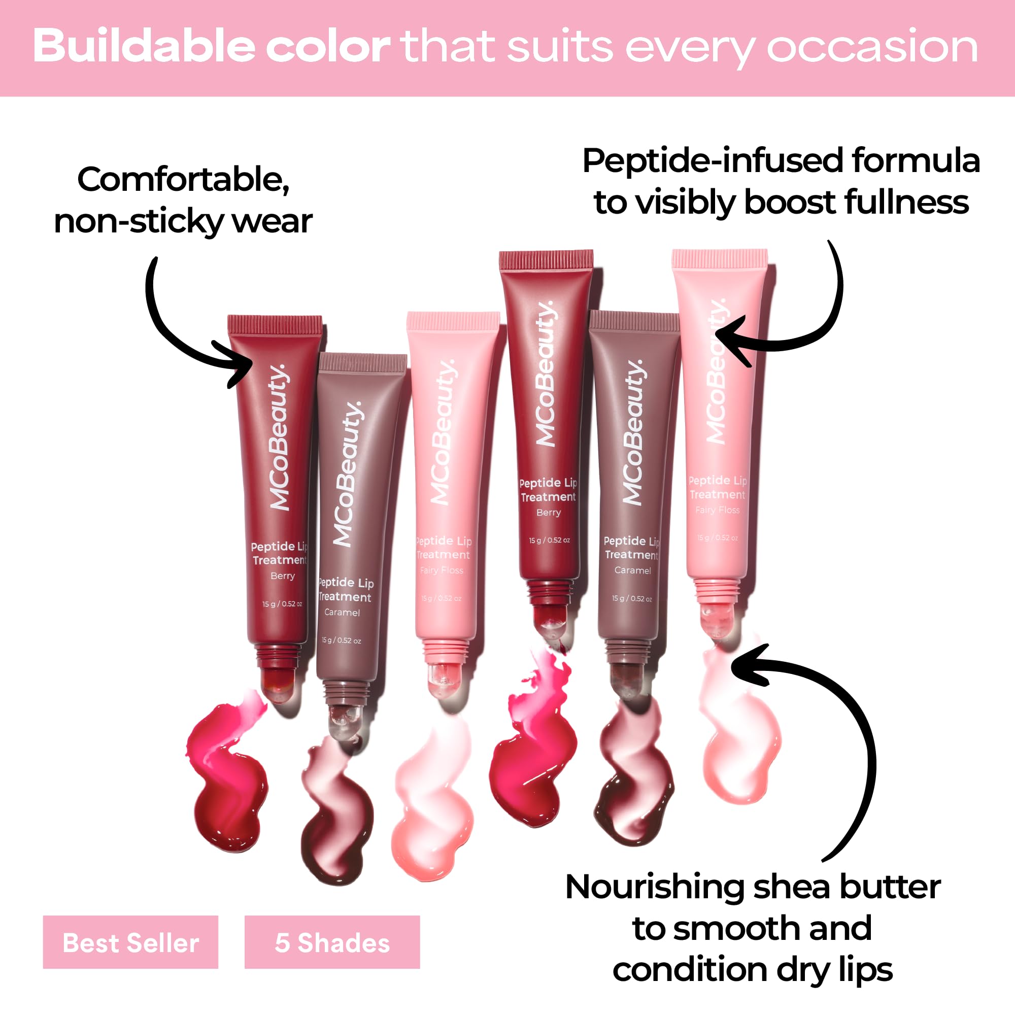MCoBeauty Peptide Lip Treatment Caramel - Nude Brown Tinted Lip Balm Plumper Gloss for Women - Hydrating Lip Oil with Shea Butter, Peptides for Soft Plump Lips - Vegan Cruelty Free Lip Care MCoBeauty uk supplements