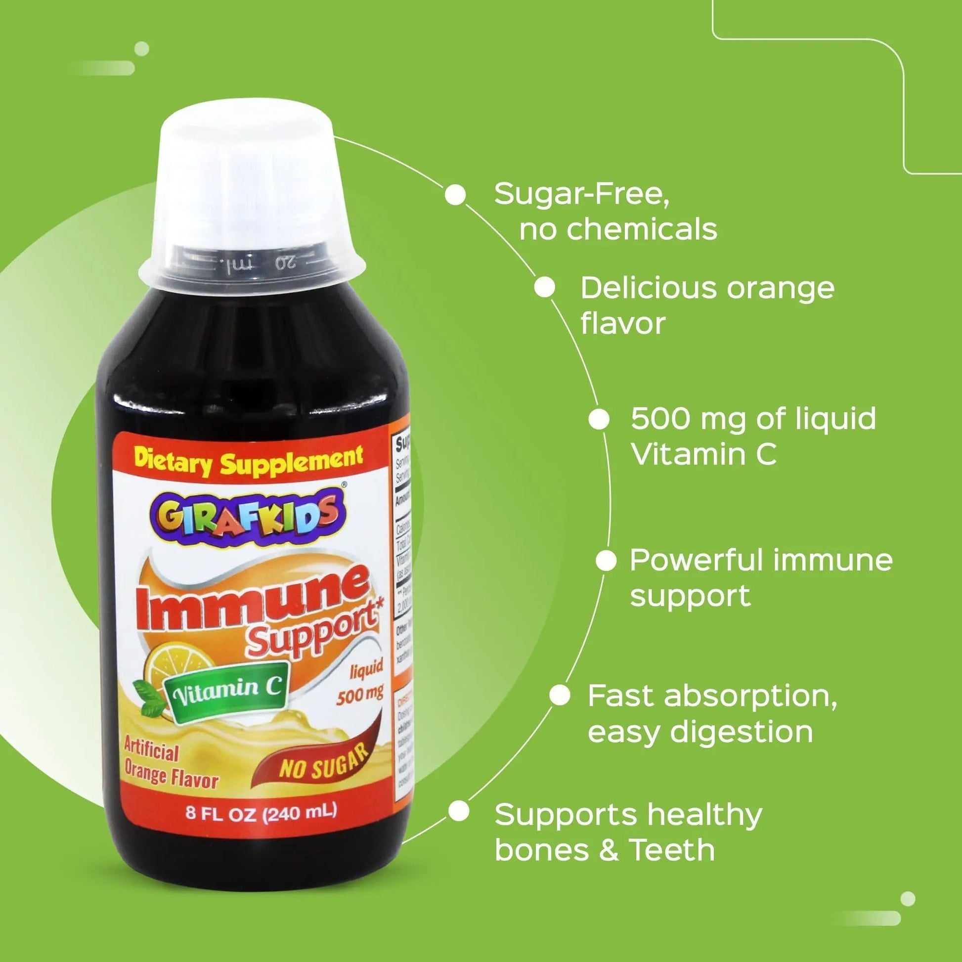 GirafKids Multivitamin Syrup + Liquid Vitamin C Bundle for Kids Ages 4+ | Omega-3, Beta Glucan, Folic Acid & Antioxidant Support | Peach & Orange Flavors PHARMADEL uk supplements